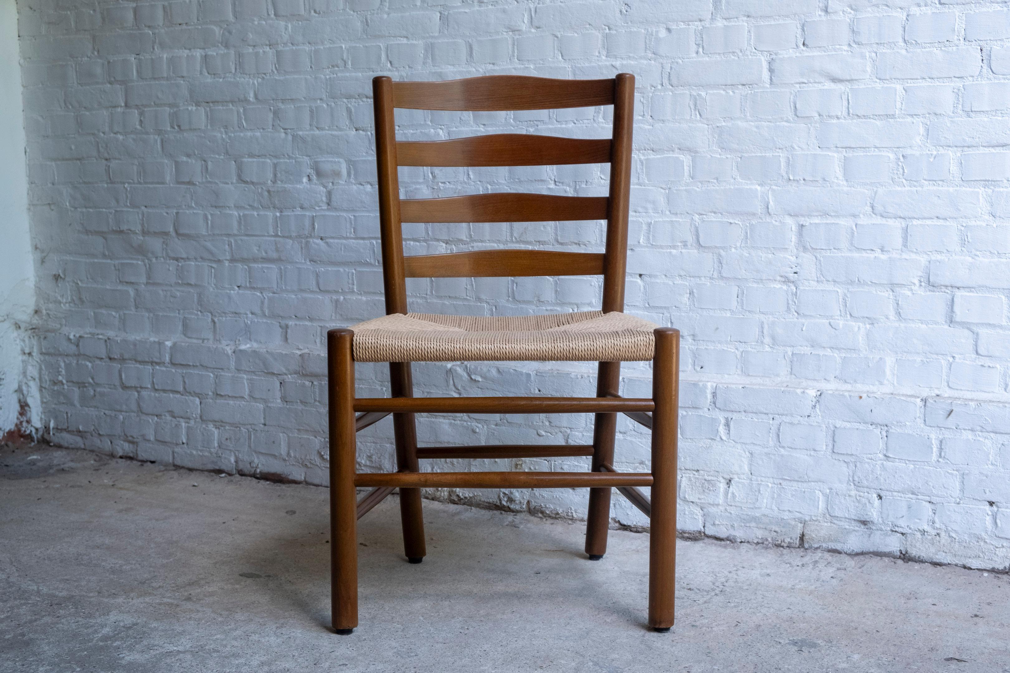 Historically important chair, the kirkestol or church chair, designed in 1936 by the godfather of Danish modern design Kaare Klint for the Bethlehem Church and became iconic for its use in the Grundtvig's church. Manufactured by Fritz Hansen in