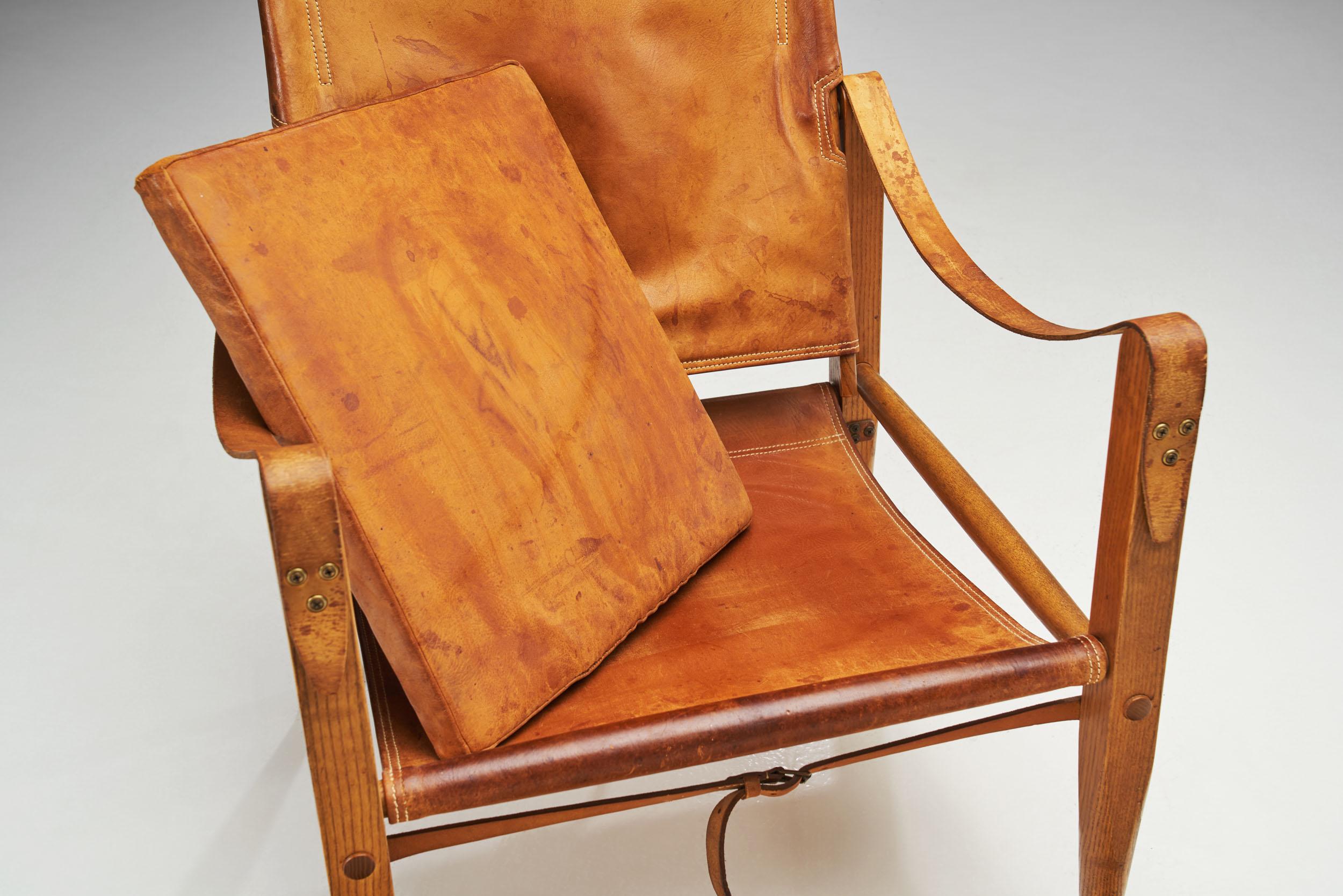 Kaare Klint KK47000 „Safari“ Stuhl aus patiniertem Leder, Dänemark, 1930er Jahre im Angebot 6