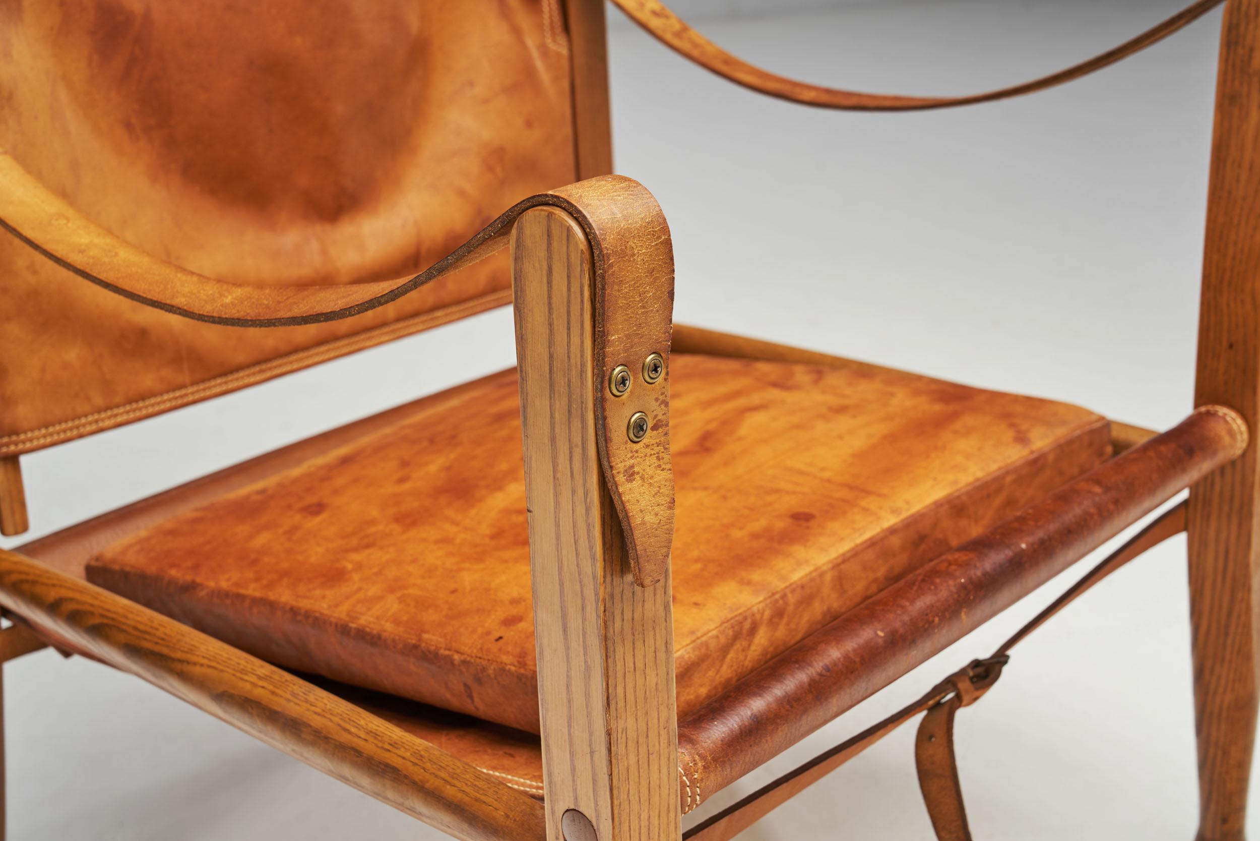 Kaare Klint KK47000 „Safari“ Stuhl aus patiniertem Leder, Dänemark, 1930er Jahre im Angebot 8