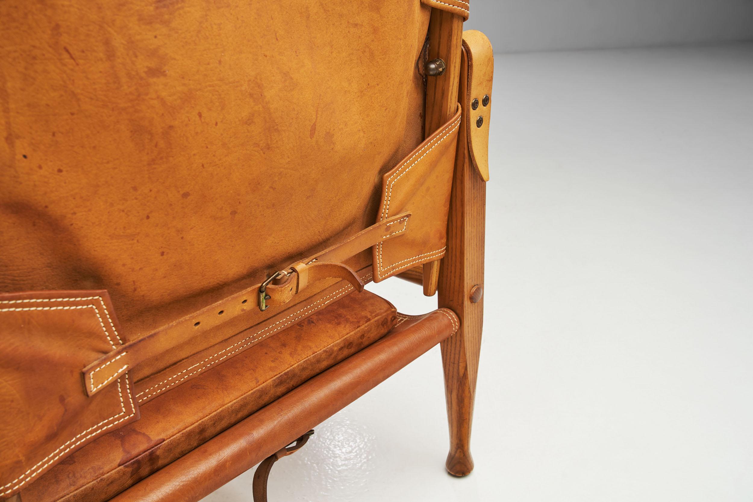 Kaare Klint KK47000 „Safari“ Stuhl aus patiniertem Leder, Dänemark, 1930er Jahre im Angebot 10