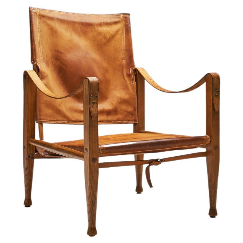 Kaare Klint KK47000 "Safari" Chair in Patinated Leather, Denmark, 1930s