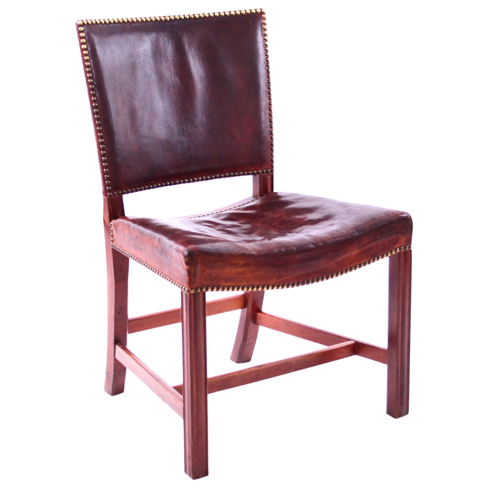 Kaare Klint Large "Red Chair" with Original Patinated Nigerian Leather