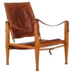 Vintage Kaare Klint Leather Safari Chair, 1960s
