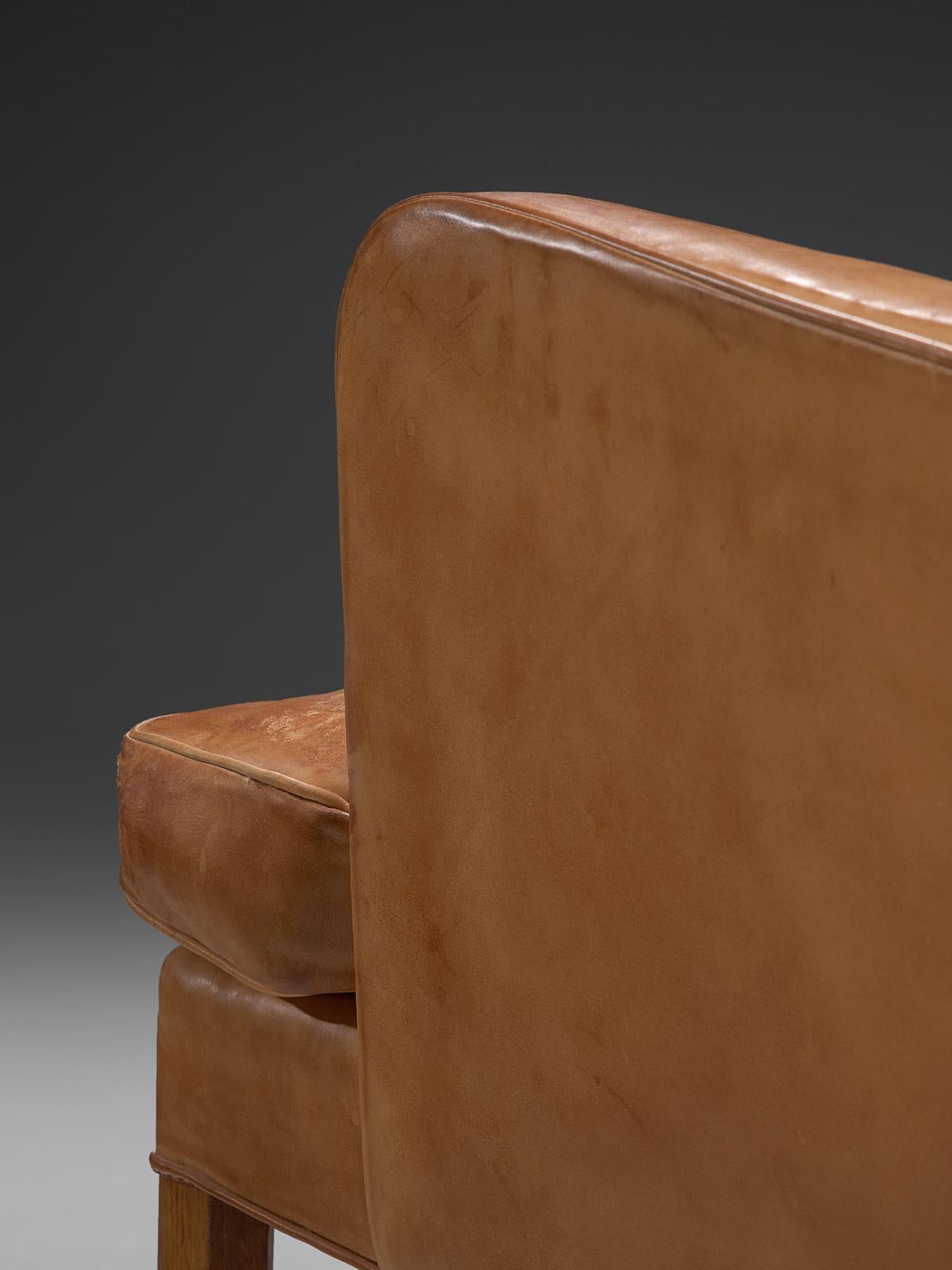 Mid-20th Century Kaare Klint Lounge Chair with Light Cognac Leather and Mahogany