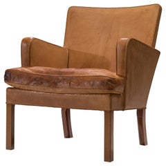 Kaare Klint Lounge Chair with Light Cognac Leather and Mahogany