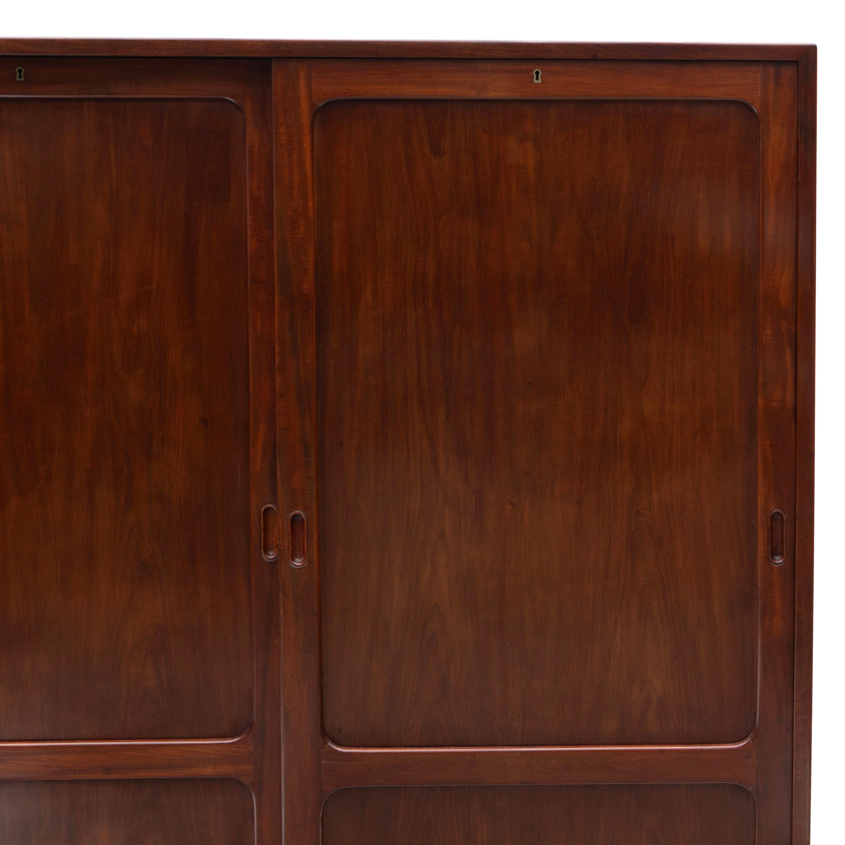 Kaare Klint Mahogany Filing Cabinet With Sliding Doors By Rud. Rasmussen For Sale 1