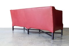 Kaare Klint Model 4118 Style Box Sofa in Burgundy Leather Made in USA 2010s