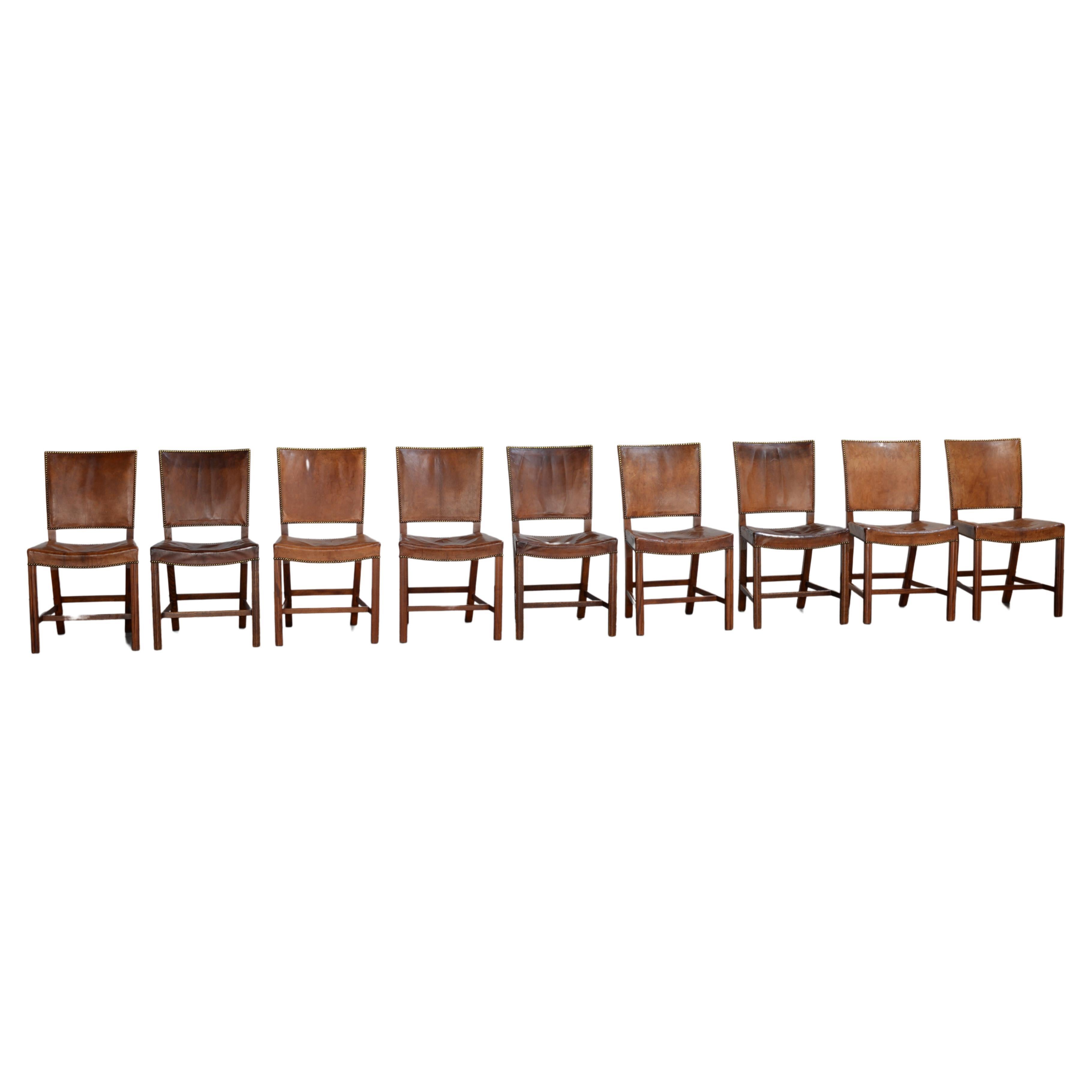 Kaare Klint Nine Red Chairs for Rud, Rasmussen