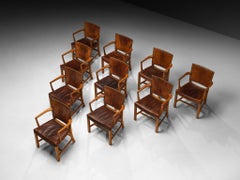 Kaare Klint Original Rare Set of Ten '3758A' Armchairs in Niger Leather