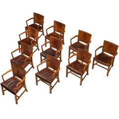 Kaare Klint Original Rare Set of Ten '3758A' Armchairs in Niger Leather