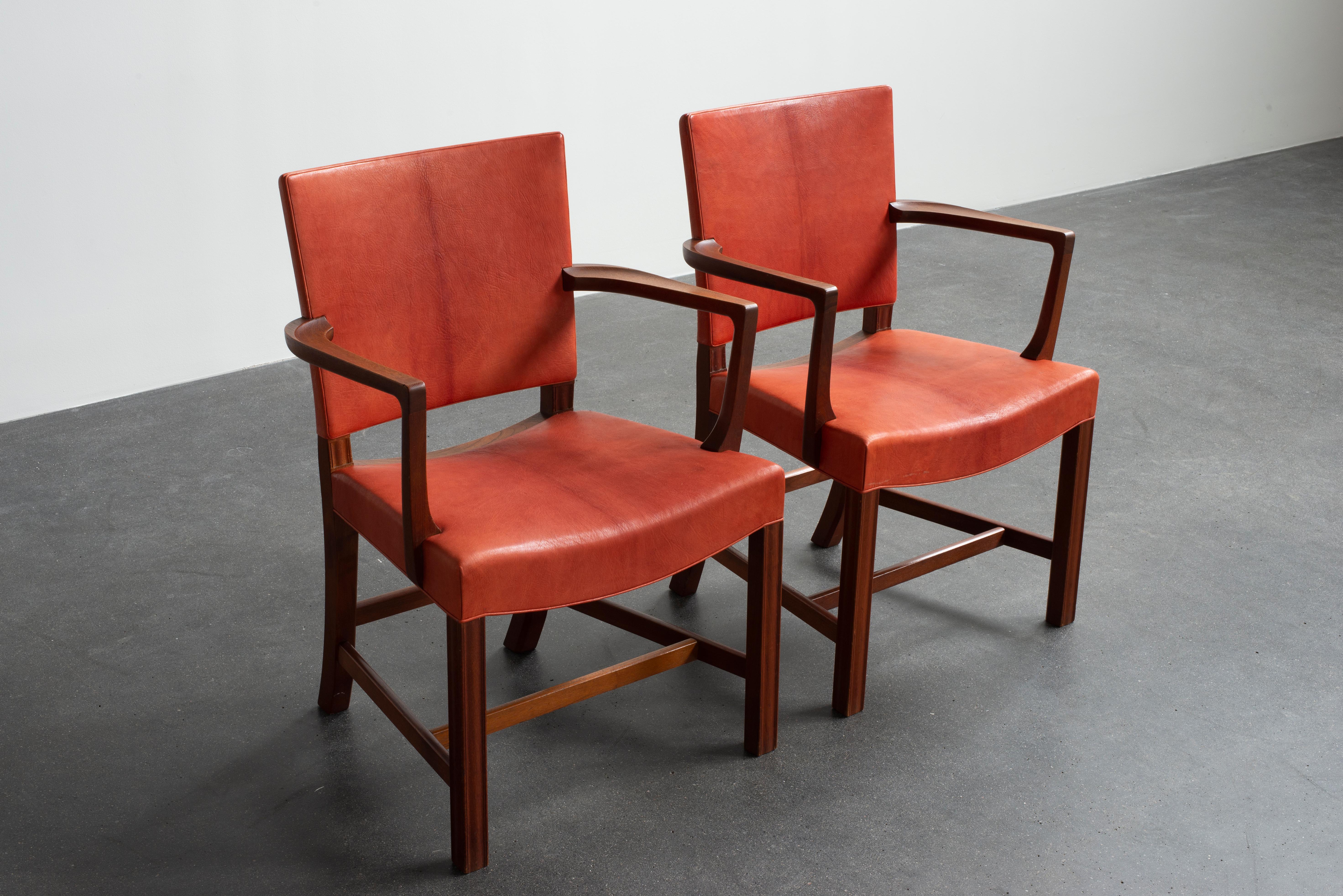 Kaare Klint Pair of Armchairs for Rud. Rasmussen In Good Condition For Sale In Copenhagen, DK