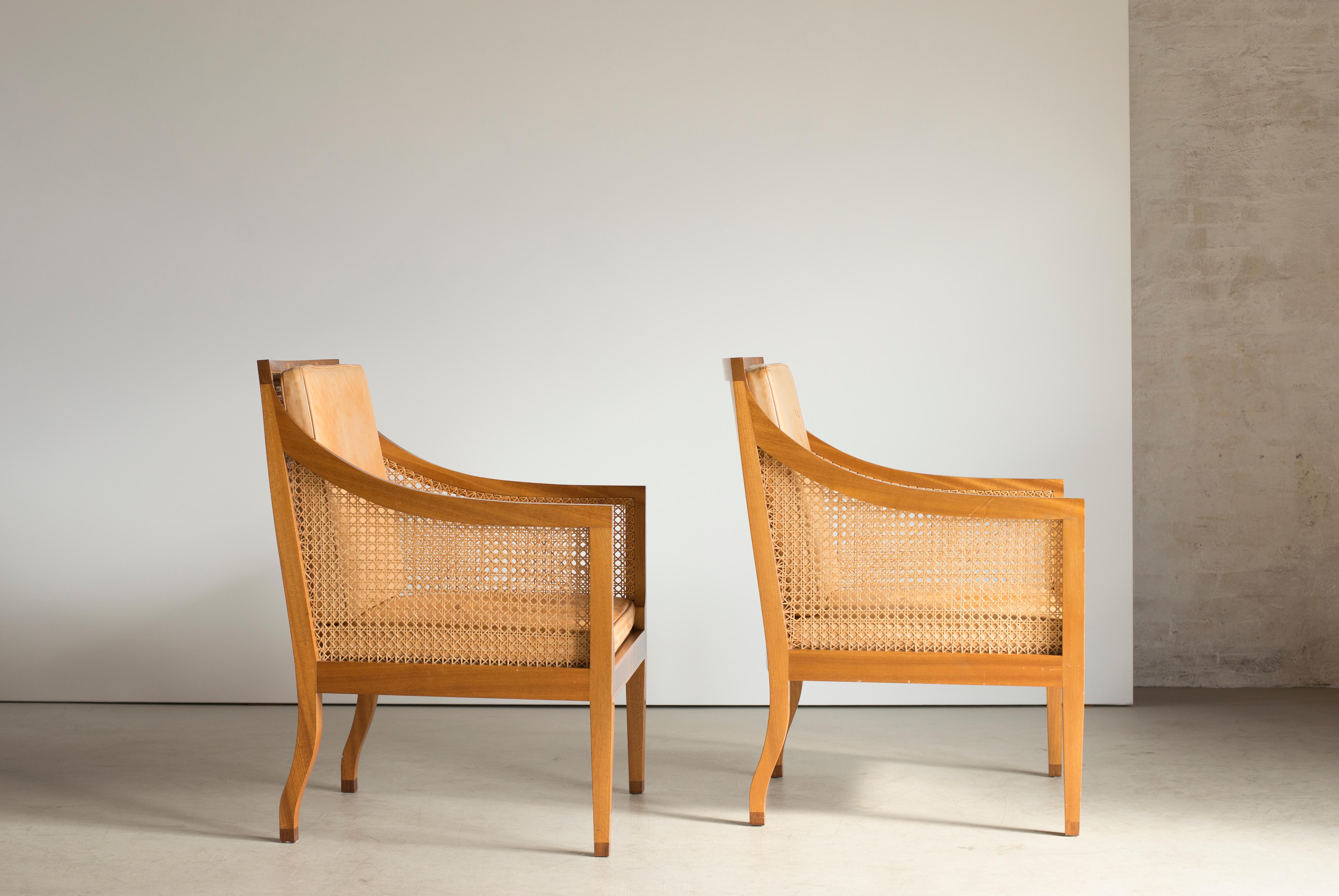 Scandinavian Modern Kaare Klint Pair of Bergere Chairs for Rud. Rasmussen