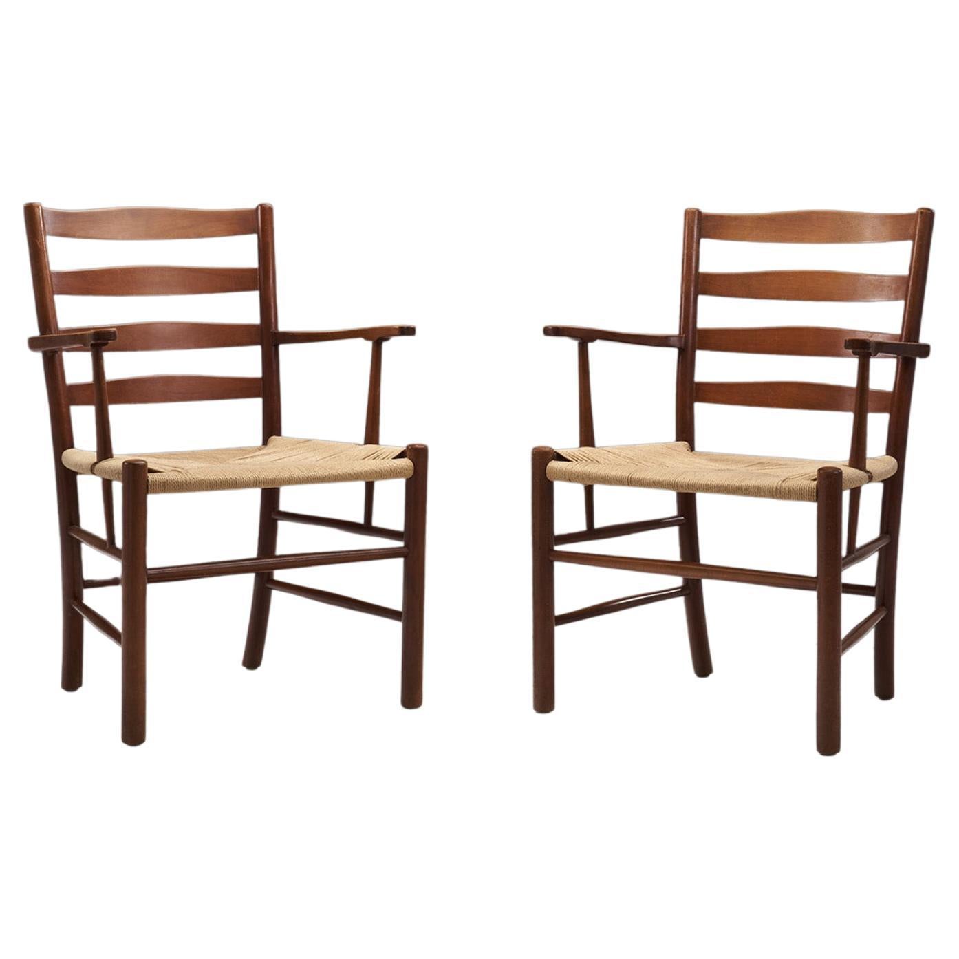 Kaare Klint Pair of "Church Chairs" for Fritz Hansen, Denmark, 1960s