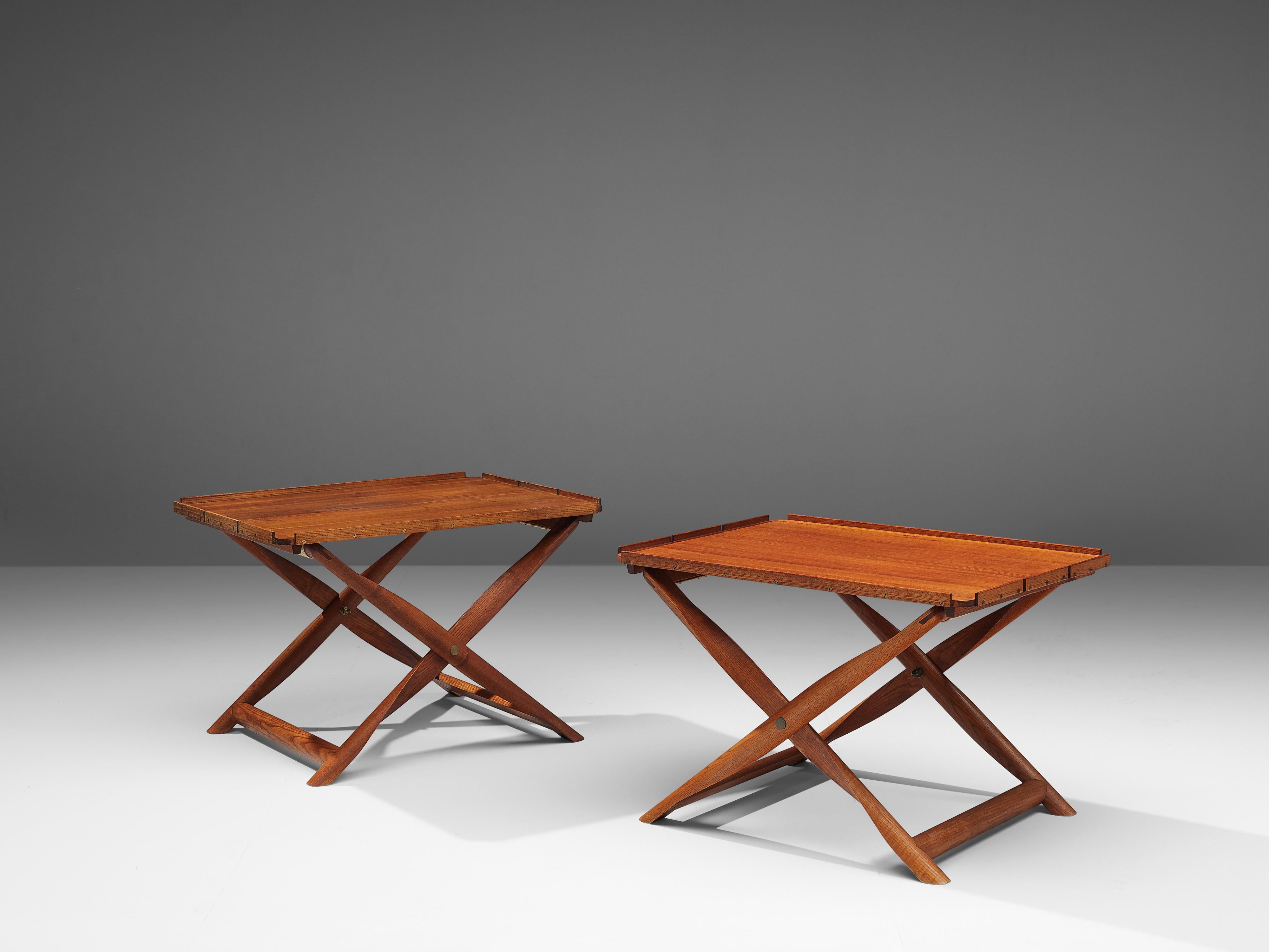 20th Century Kaare Klint Pair of 'Propeller' Stools Side Tables in Ash and Canvas