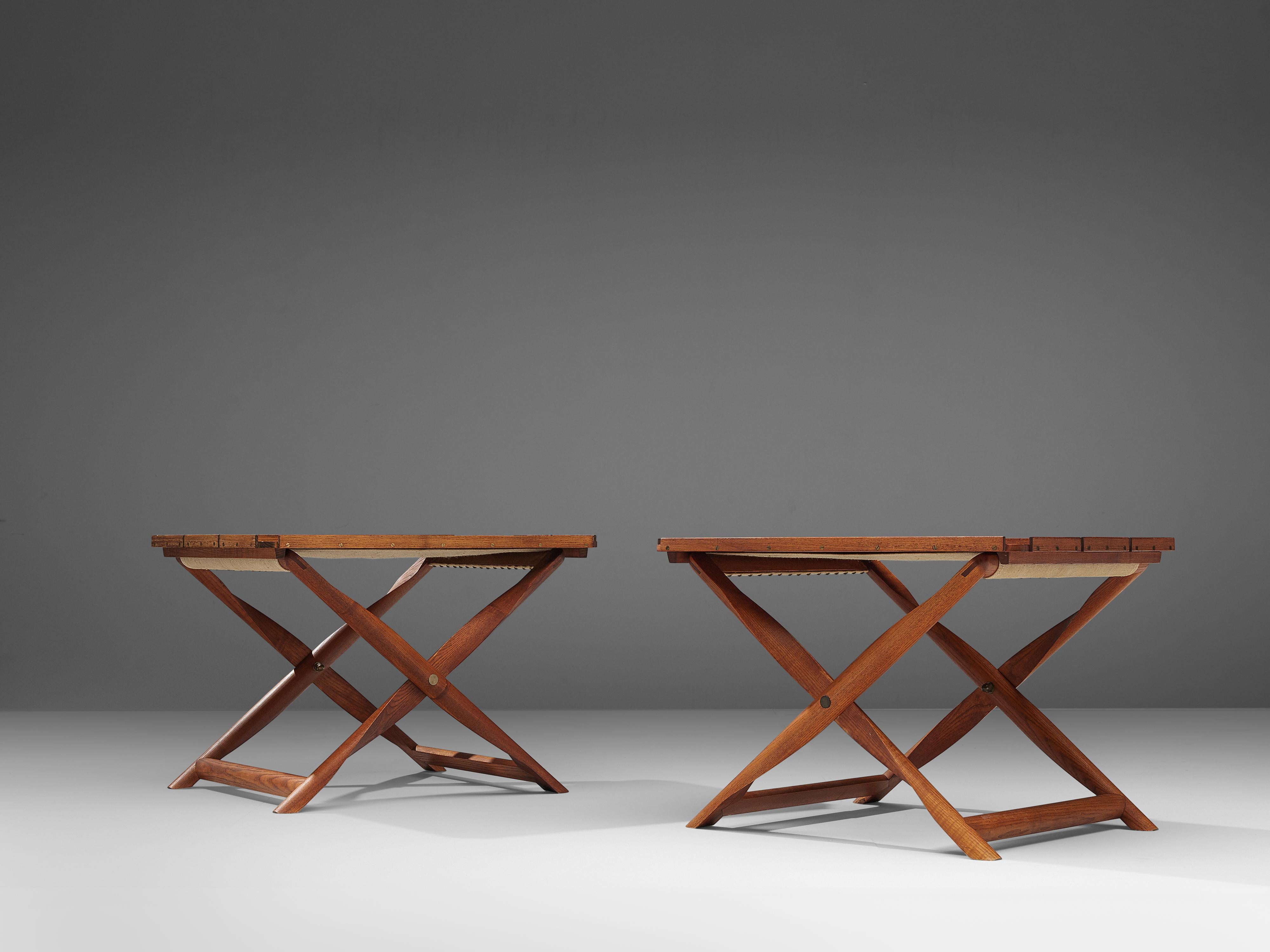 Kaare Klint Pair of 'Propeller' Stools Side Tables in Ash and Canvas 2