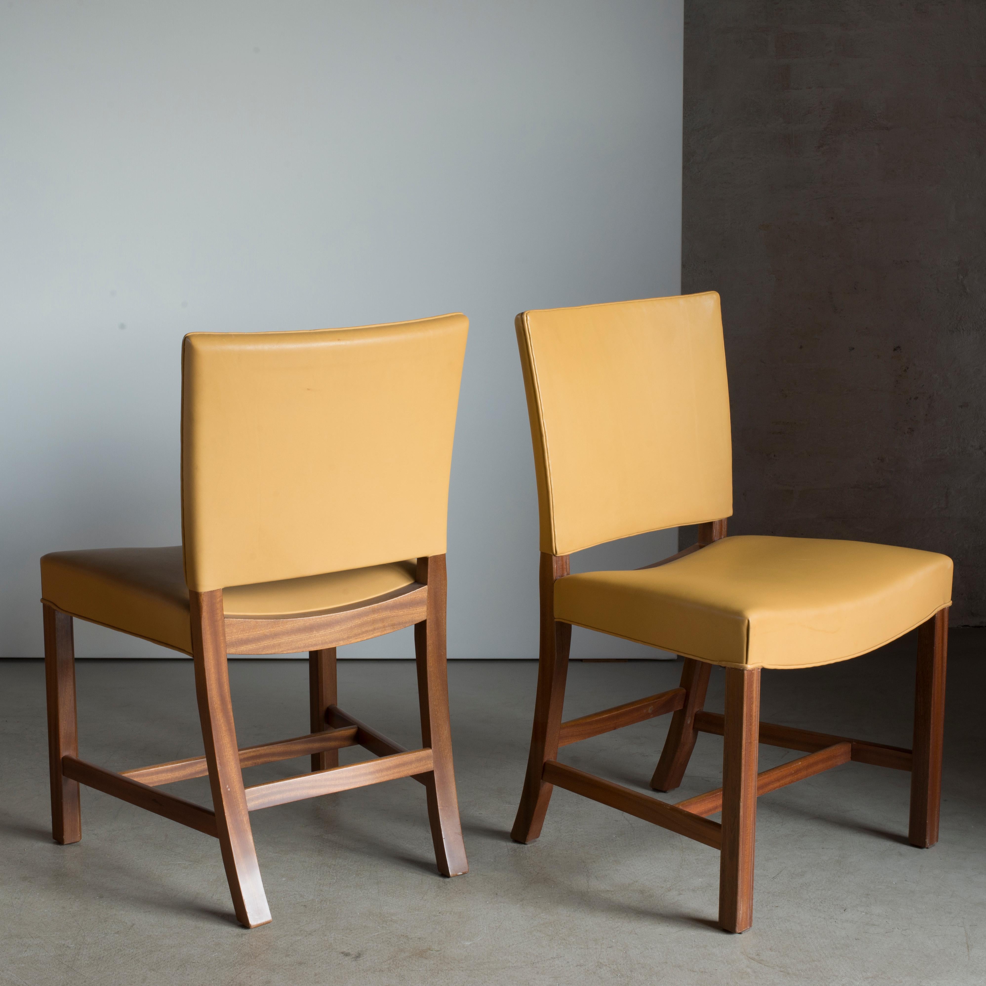 Scandinavian Modern Kaare Klint Pair of Red Chairs for Rud. Rasmussen