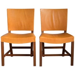 Kaare Klint Pair of Red Chairs for Rud Rasmussen