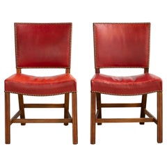 Kaare Klint Pair of Red Chairs for Rud Rasmussen