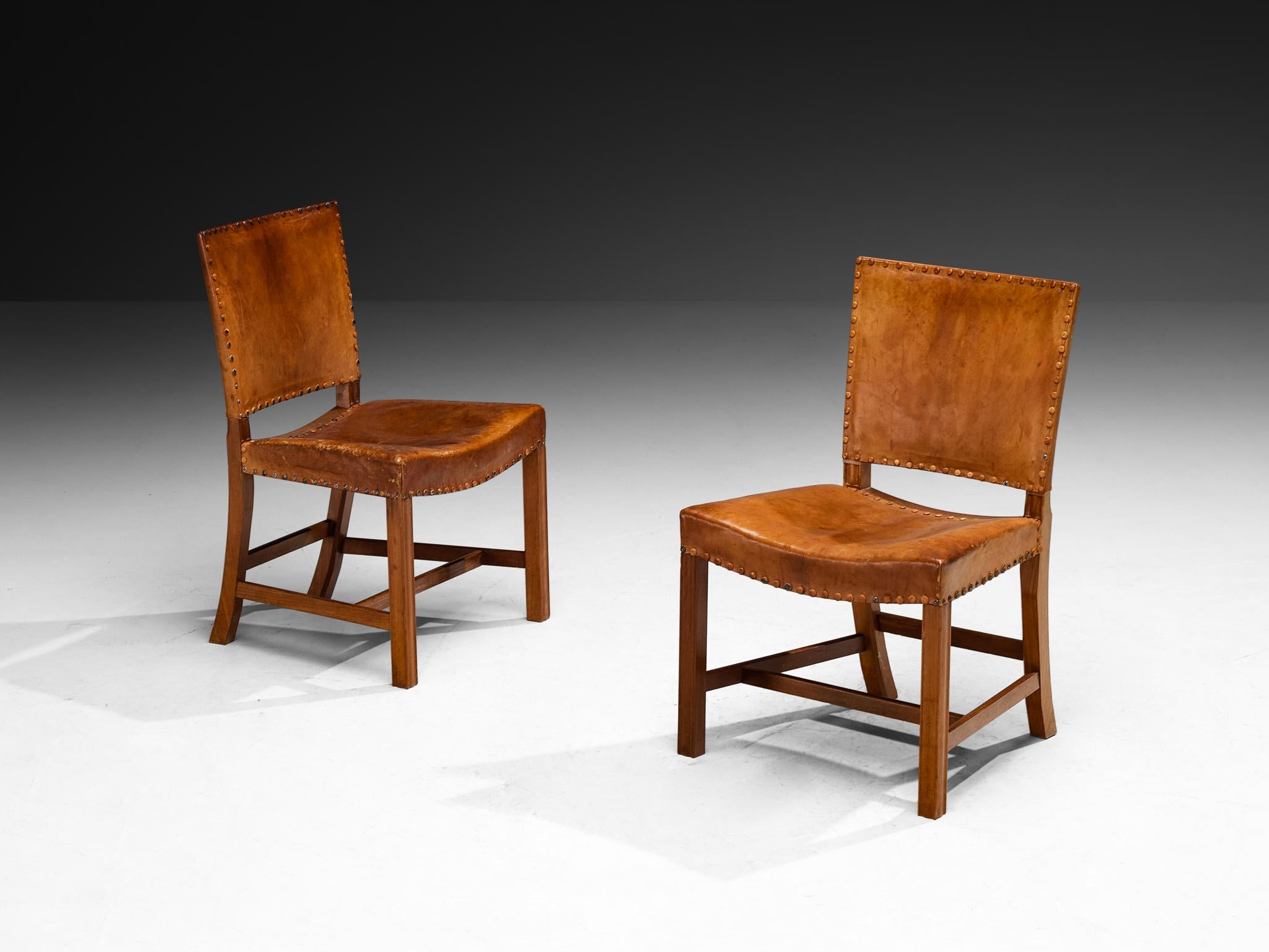 Danish Kaare Klint Rare Set of Eight Dining Chairs in Niger Leather and Mahogany For Sale