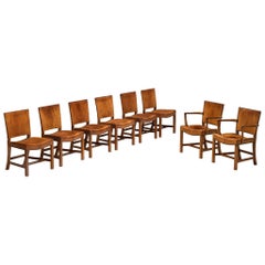 Kaare Klint Rare Set of Eight Dining Chairs in Niger Leather and Mahogany