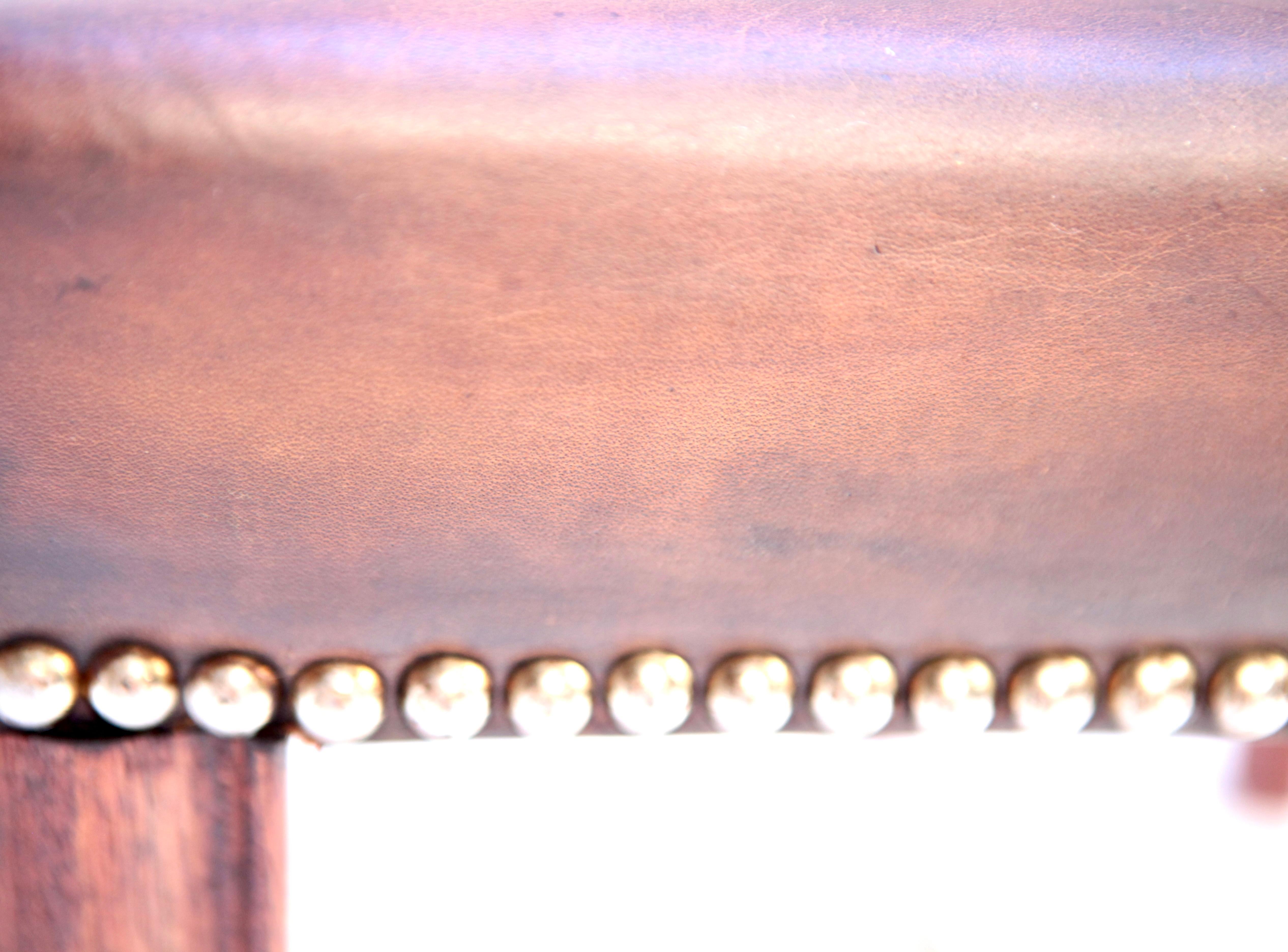 Kaare Klint, Rare Tabouret in Cuban Mahogany & Niger Leather, Model 3758 6