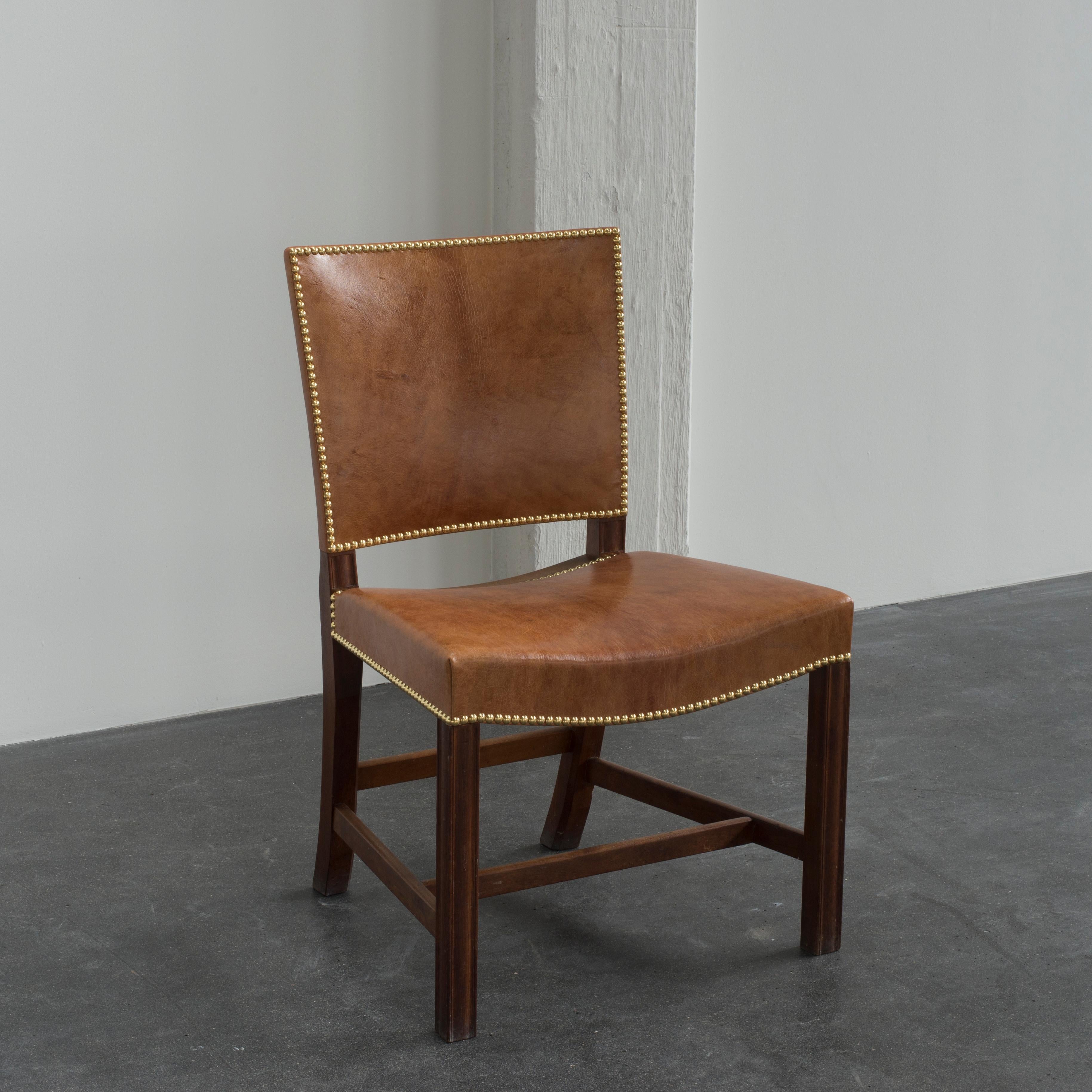 Scandinavian Modern Kaare Klint Red Chair for Rud, Rasmussen For Sale