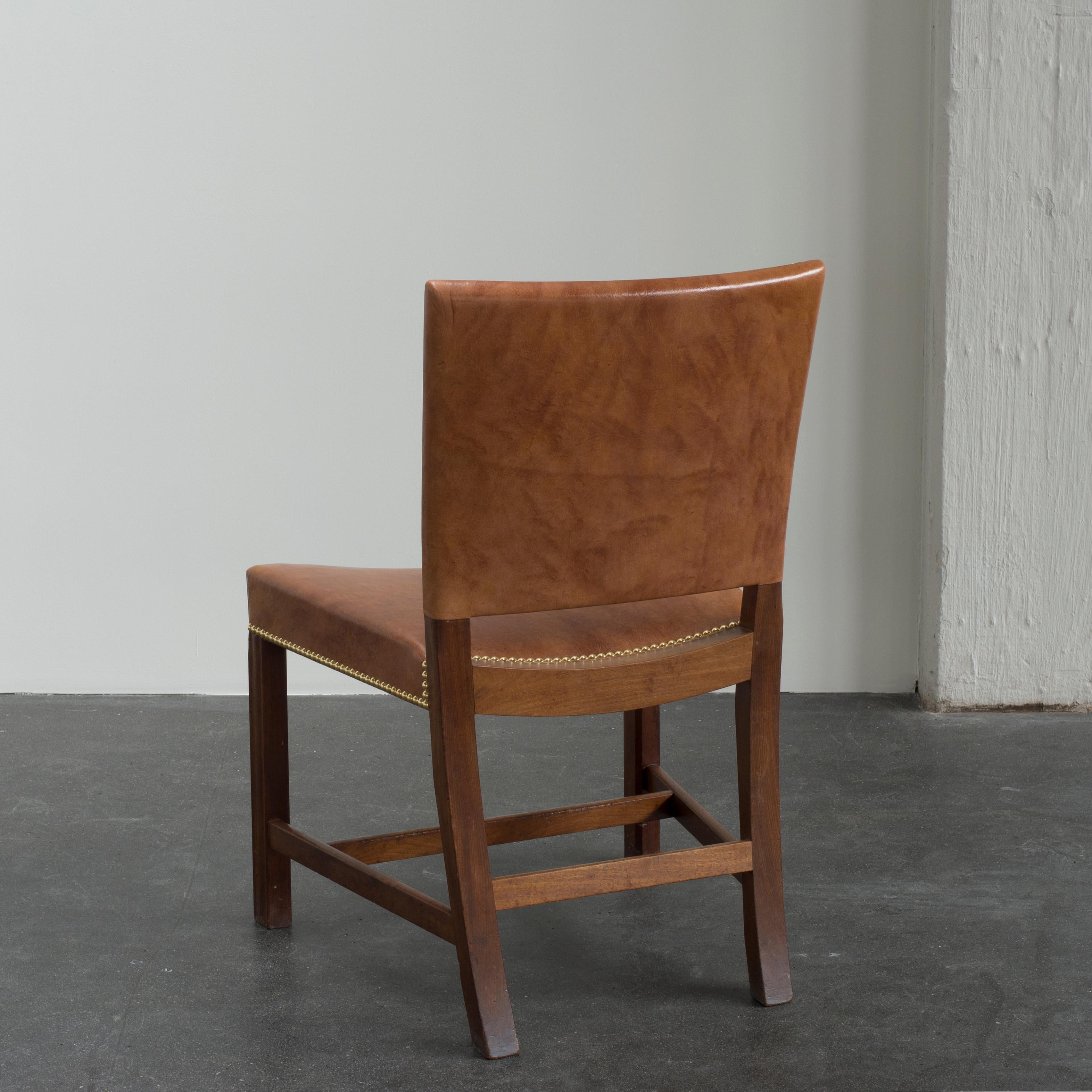 Danish Kaare Klint Red Chair for Rud, Rasmussen For Sale