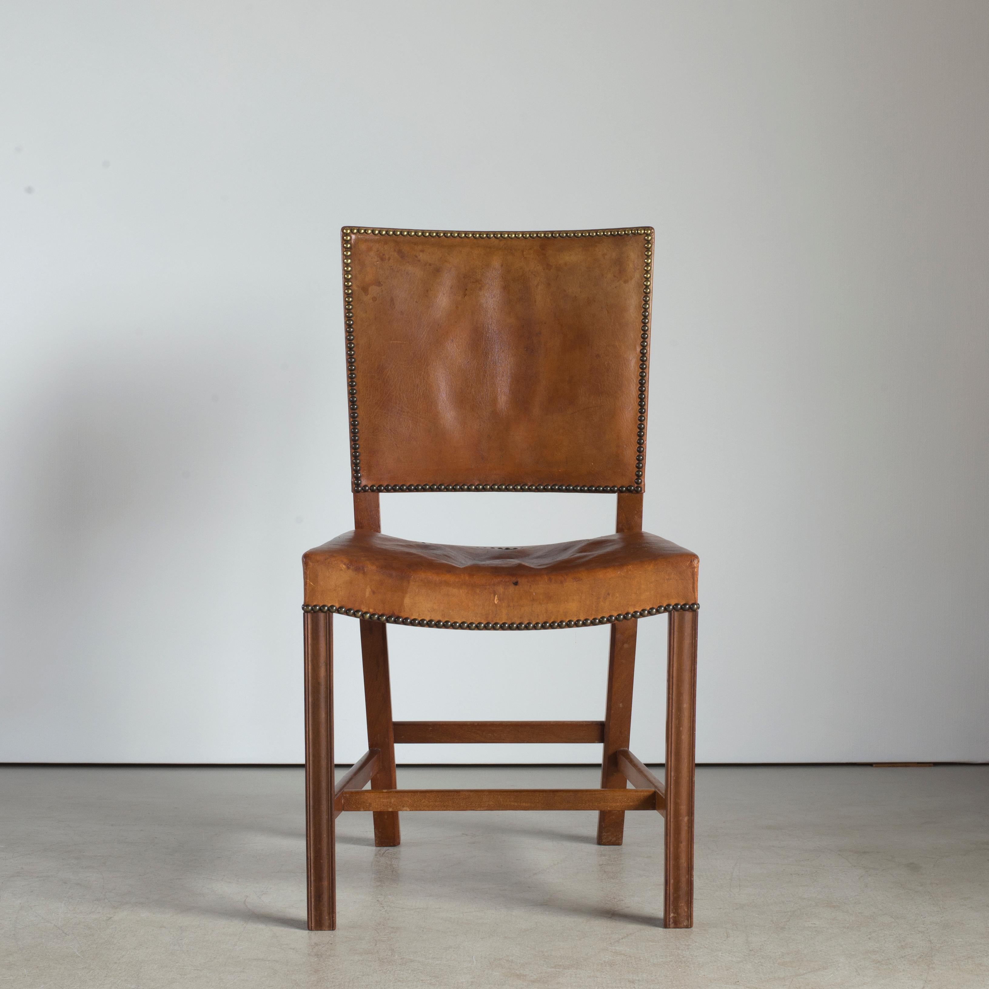 Kaare Klint Red Chair for Rud. Rasmussen In Good Condition In Copenhagen, DK