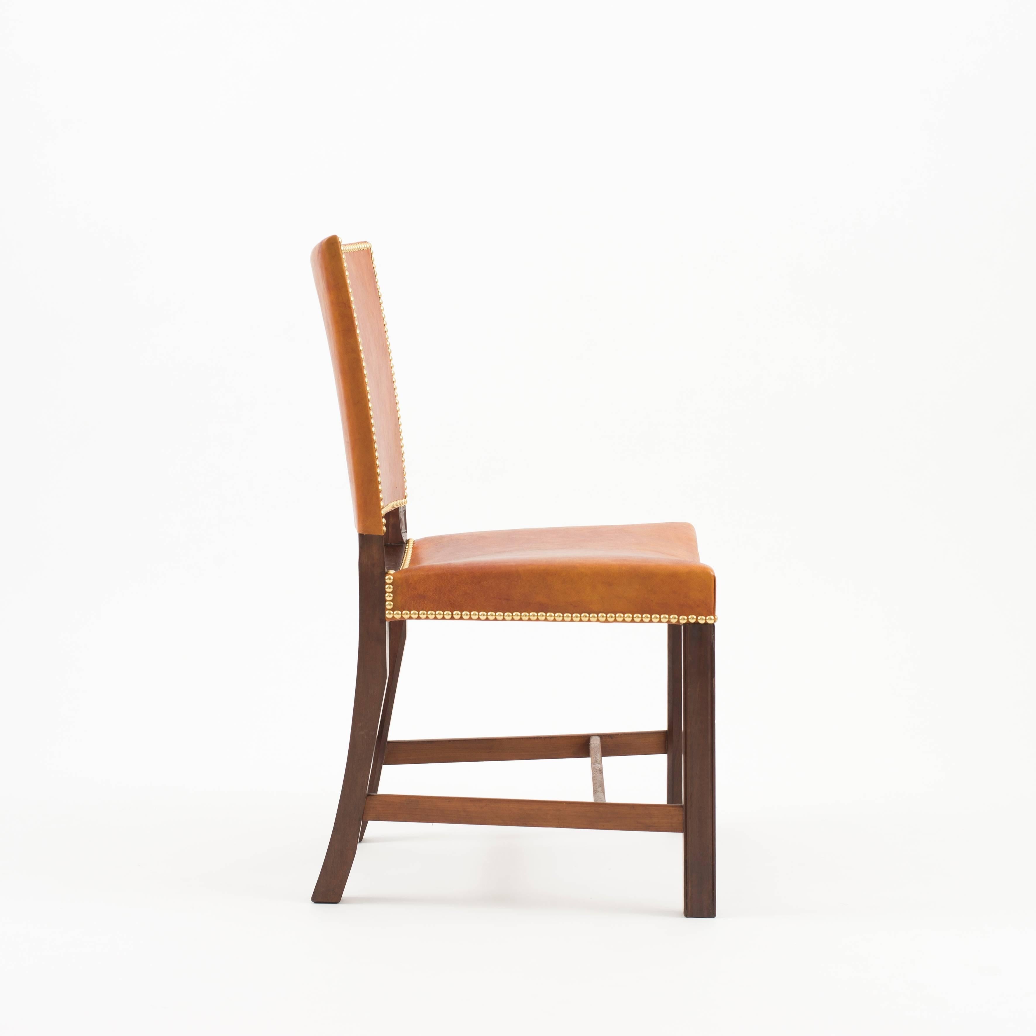 Scandinavian Modern Kaare Klint Red Chair in Cuban Mahogany and Niger Leather, 1928
