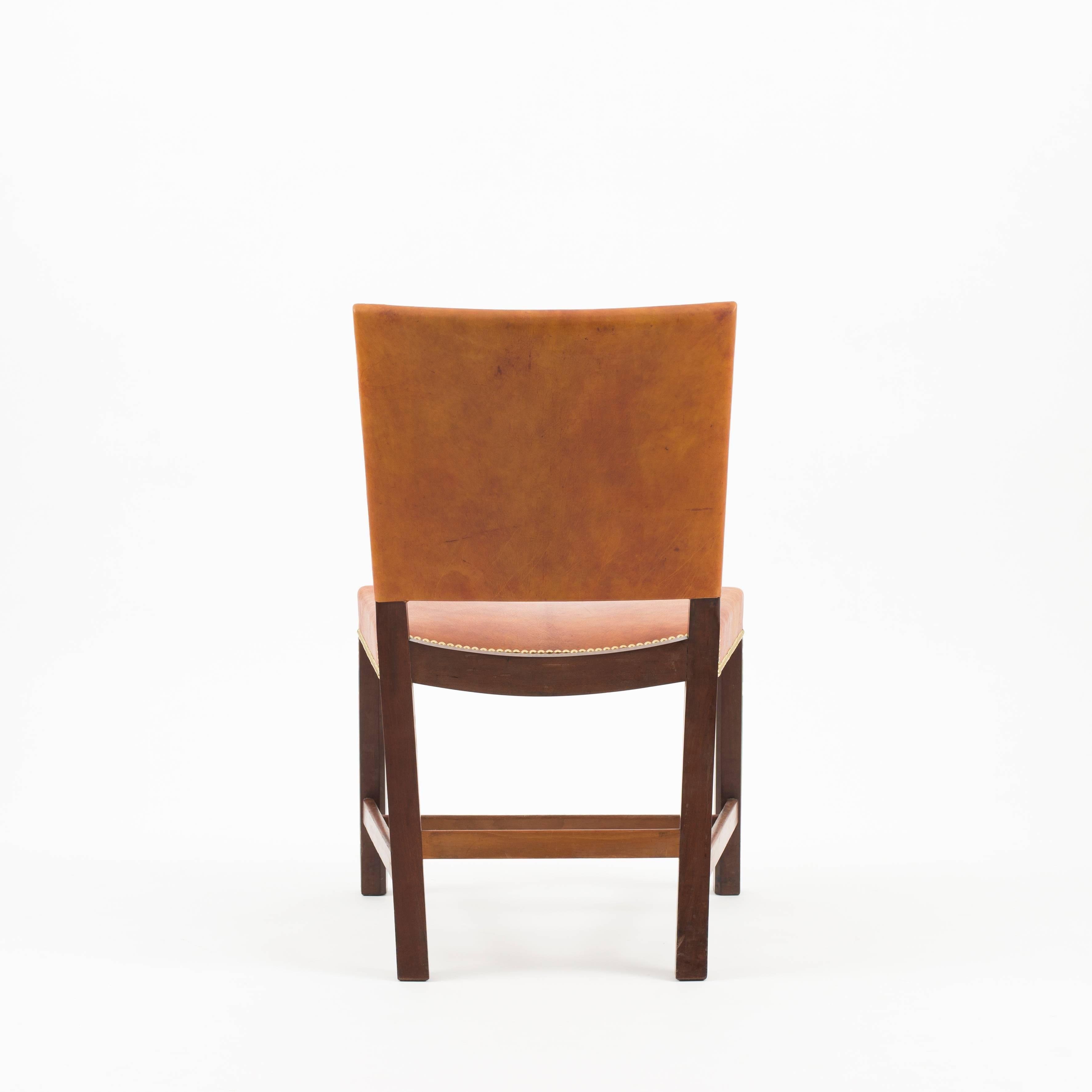 Polished Kaare Klint Red Chair in Cuban Mahogany and Niger Leather, 1928