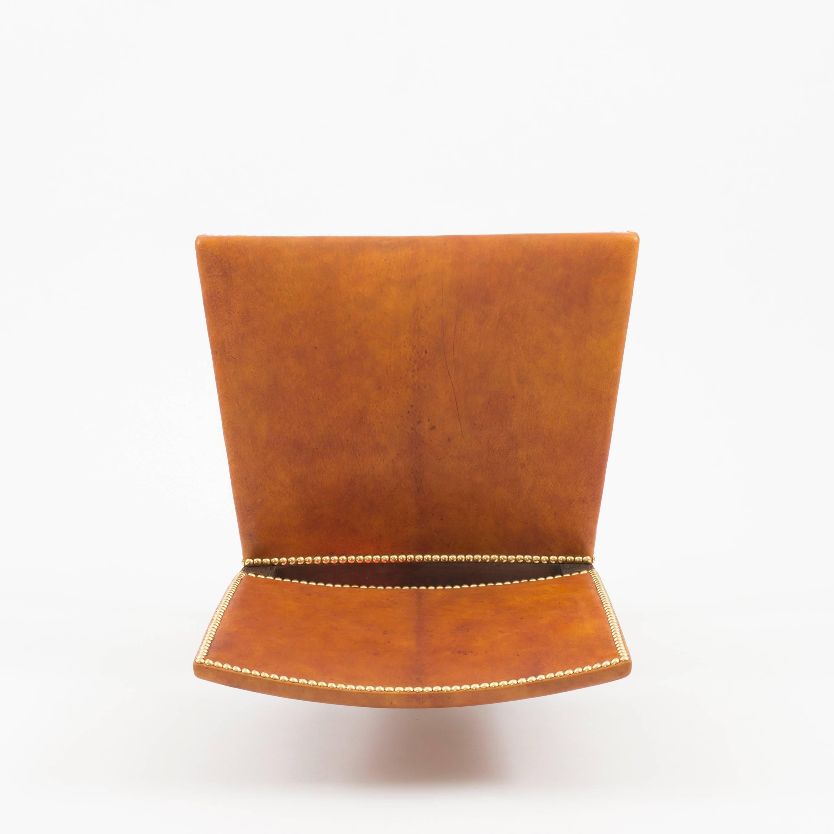 Brass Kaare Klint Red Chair in Cuban Mahogany and Niger Leather, 1928