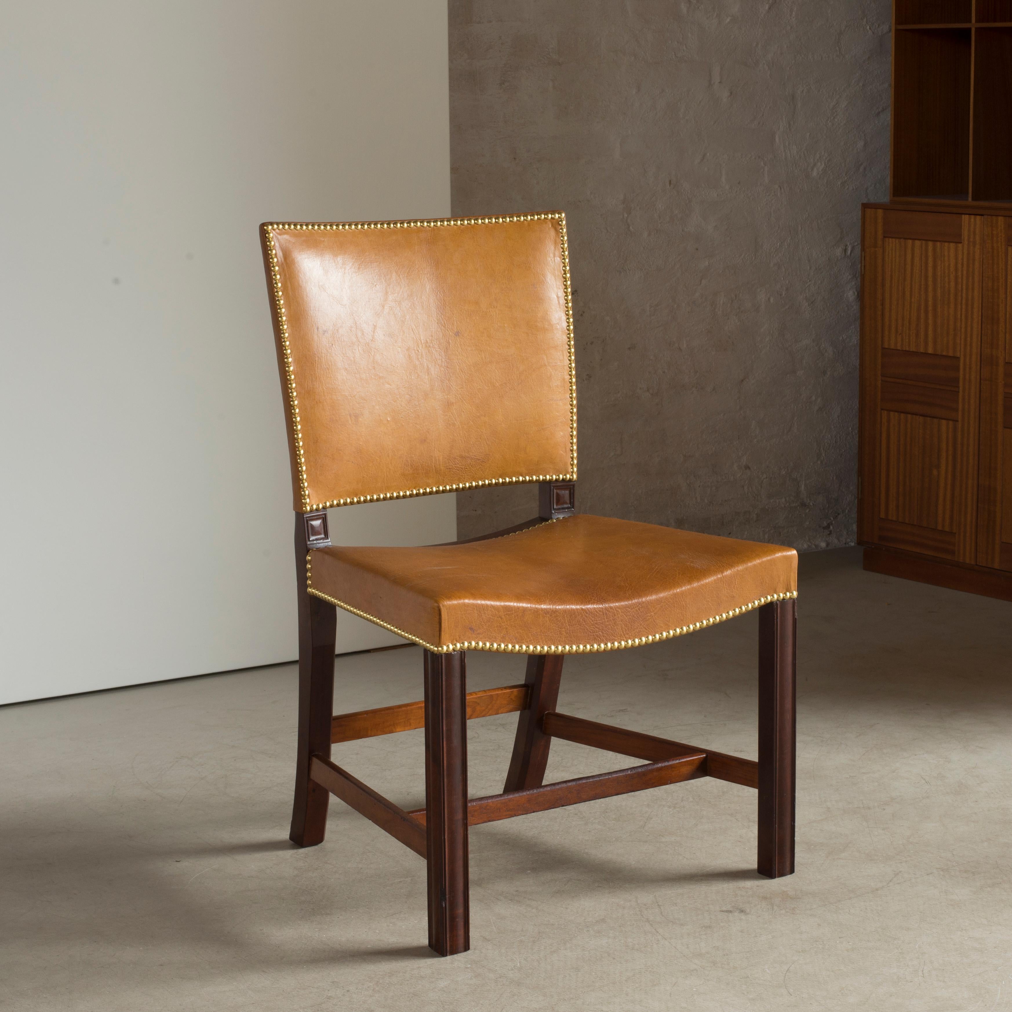 Scandinavian Modern Kaare Klint Red Chair of Cuban Mahogany and Niger Leather
