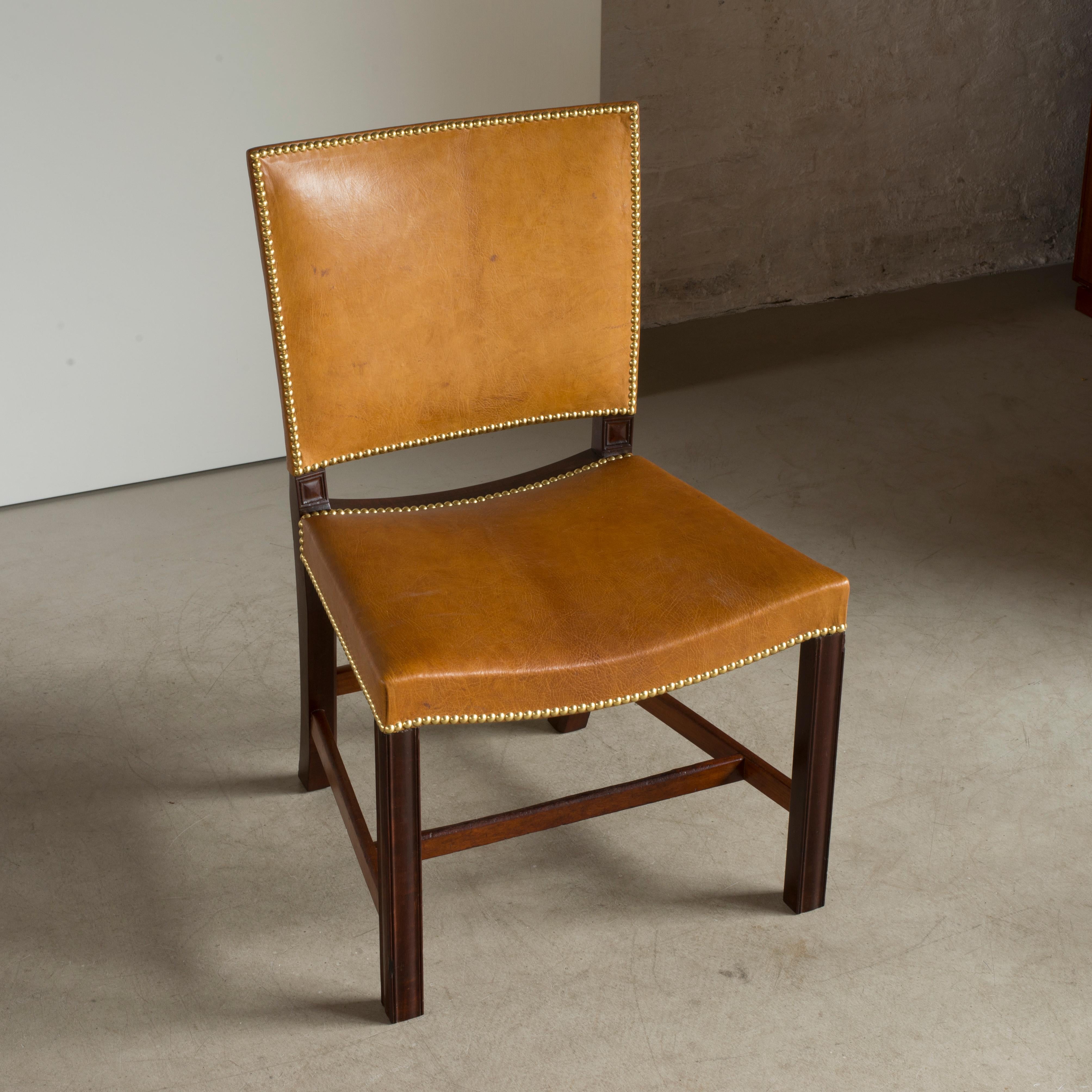 Danish Kaare Klint Red Chair of Cuban Mahogany and Niger Leather