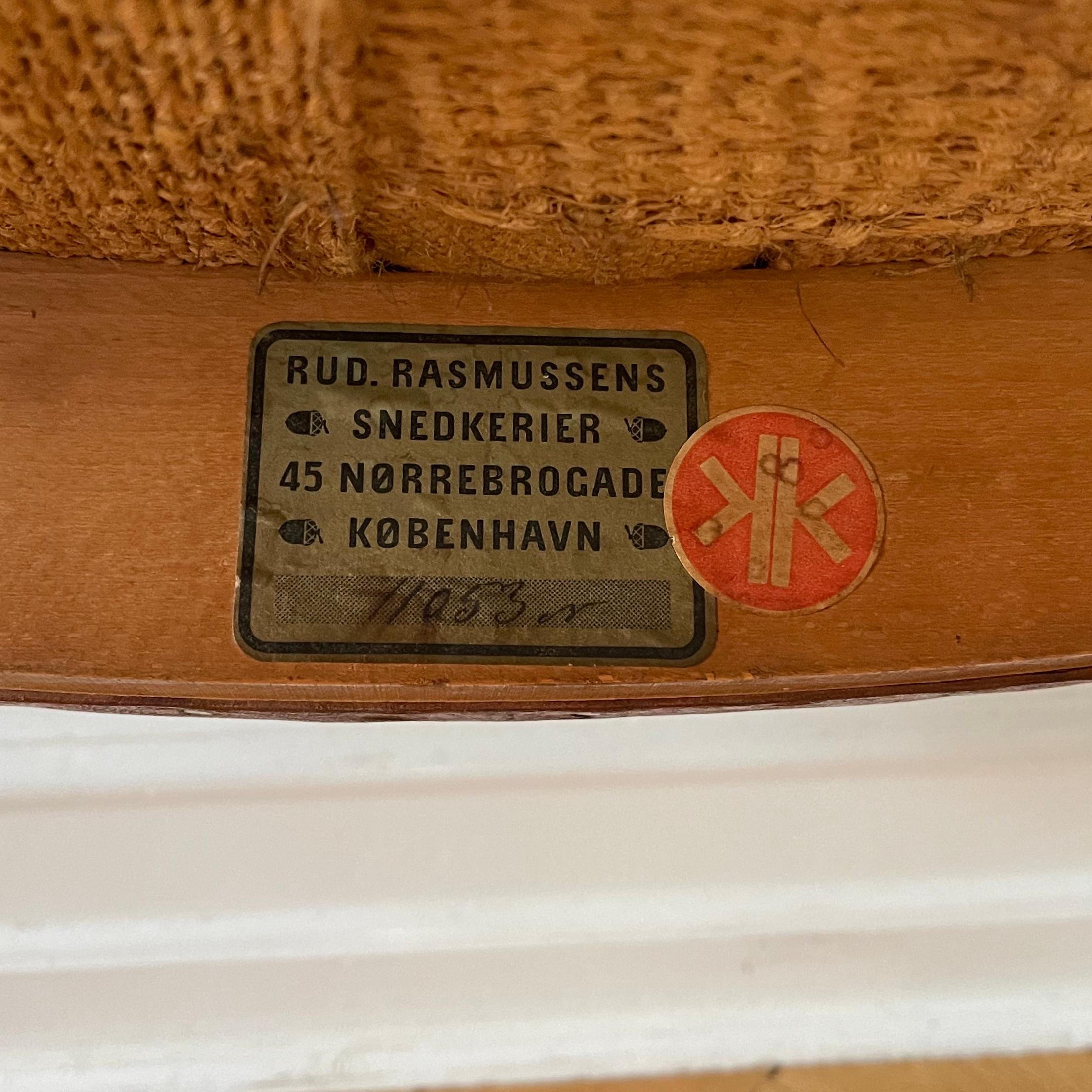 20ième siècle Chaise rouge Kaare Klint de Rud Rasmussen, cuir du Niger d'origine et cadre en acajou en vente
