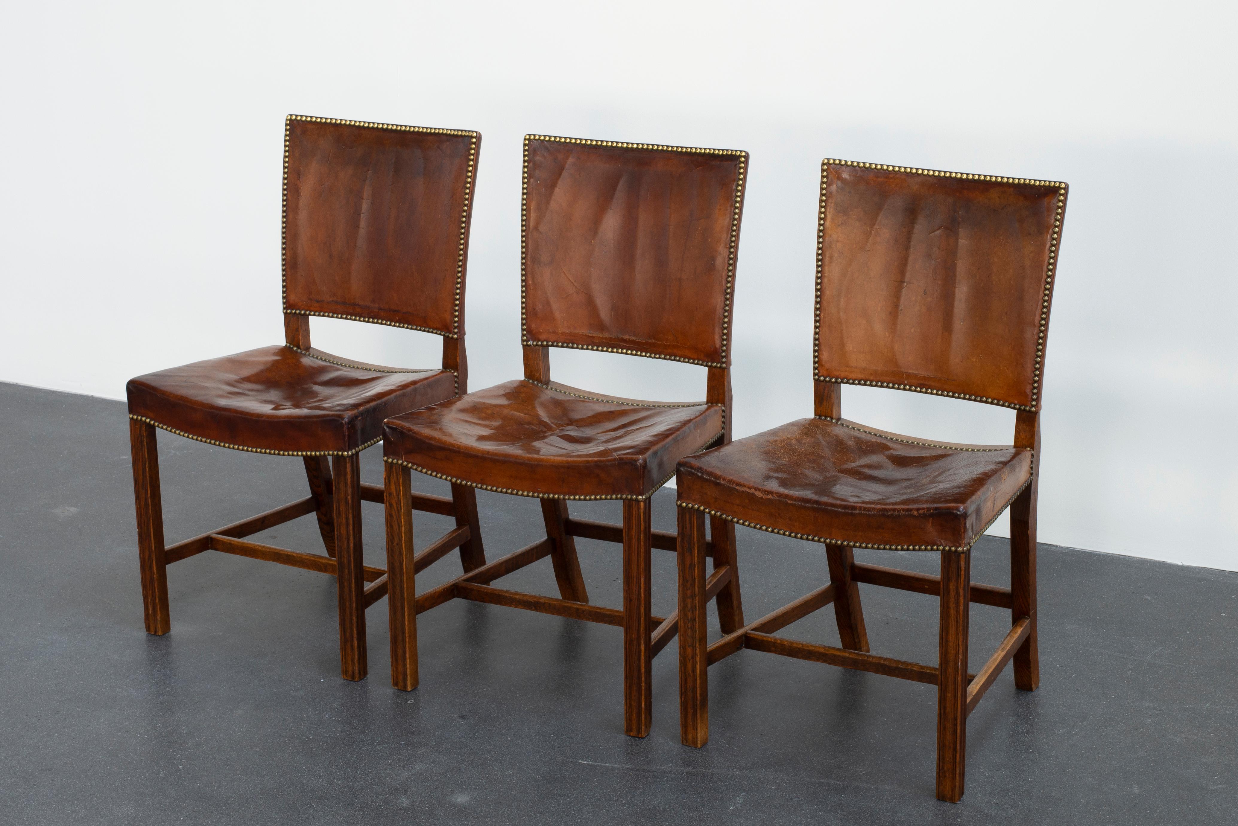 Oak Kaare Klint Red Chairs for Rud. Rasmussen