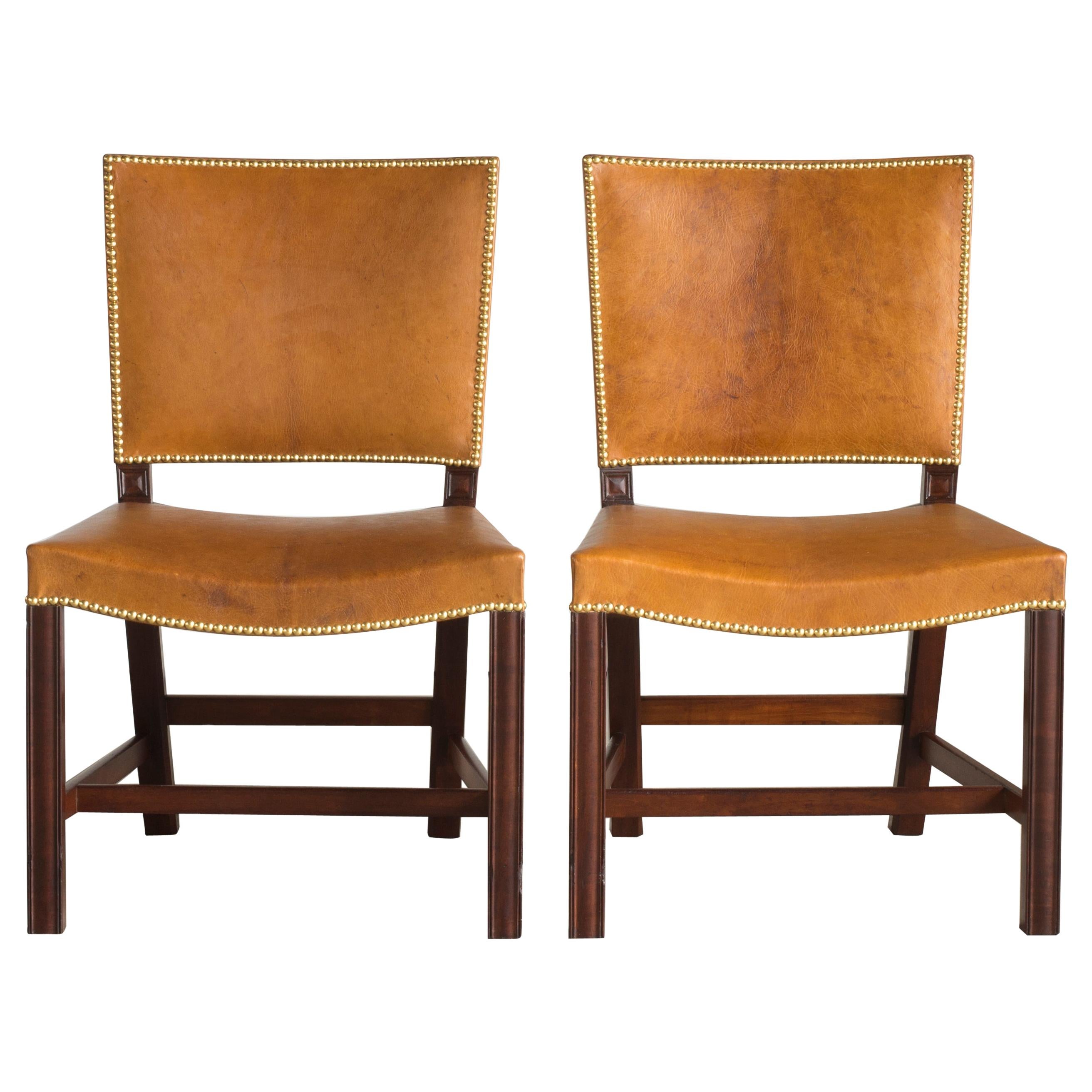 Kaare Klint Red Chairs of Cuban Mahogany and Niger Leather