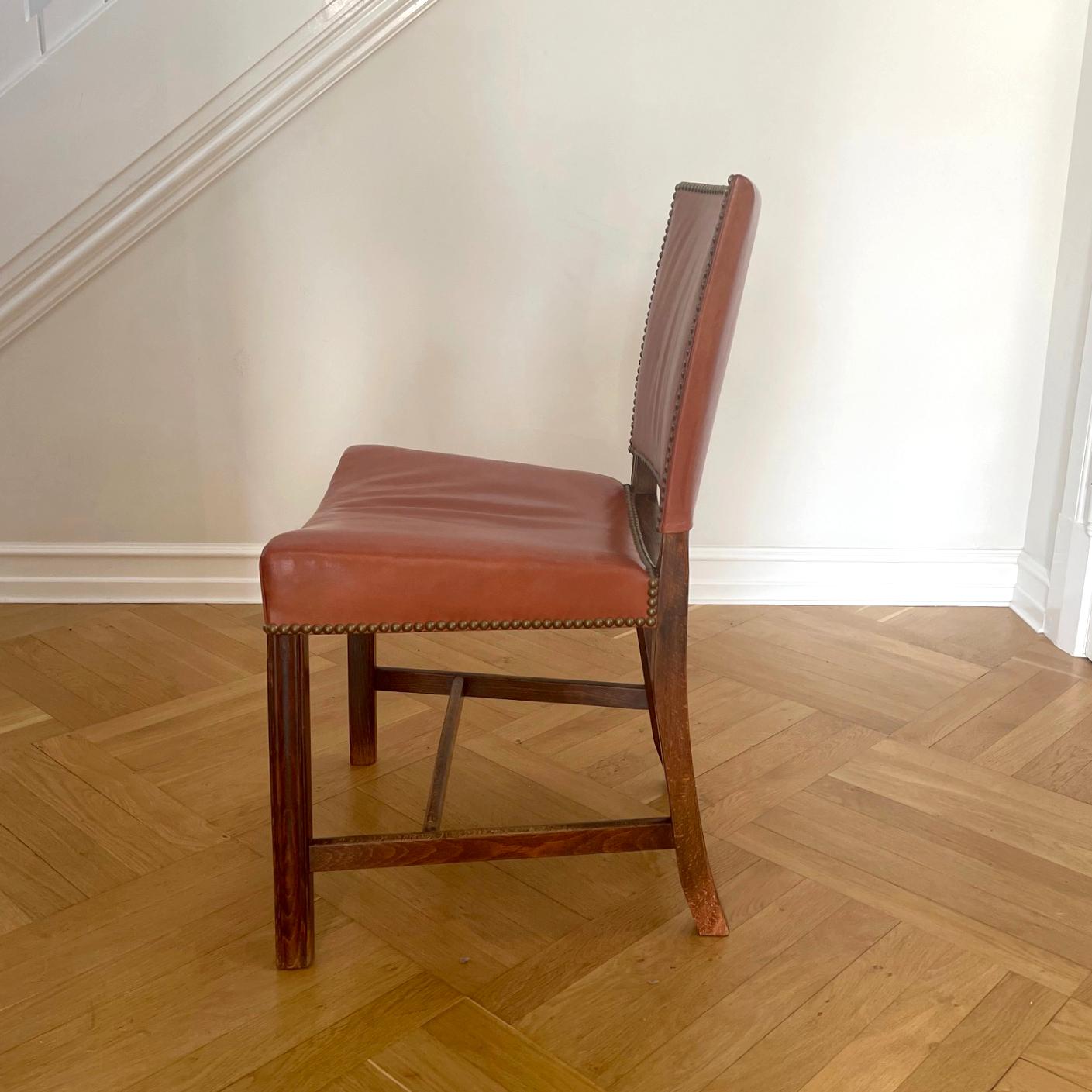 20th Century Kaare Klint Red Chairs, Rud Rasmussen, Denmark, 1950s