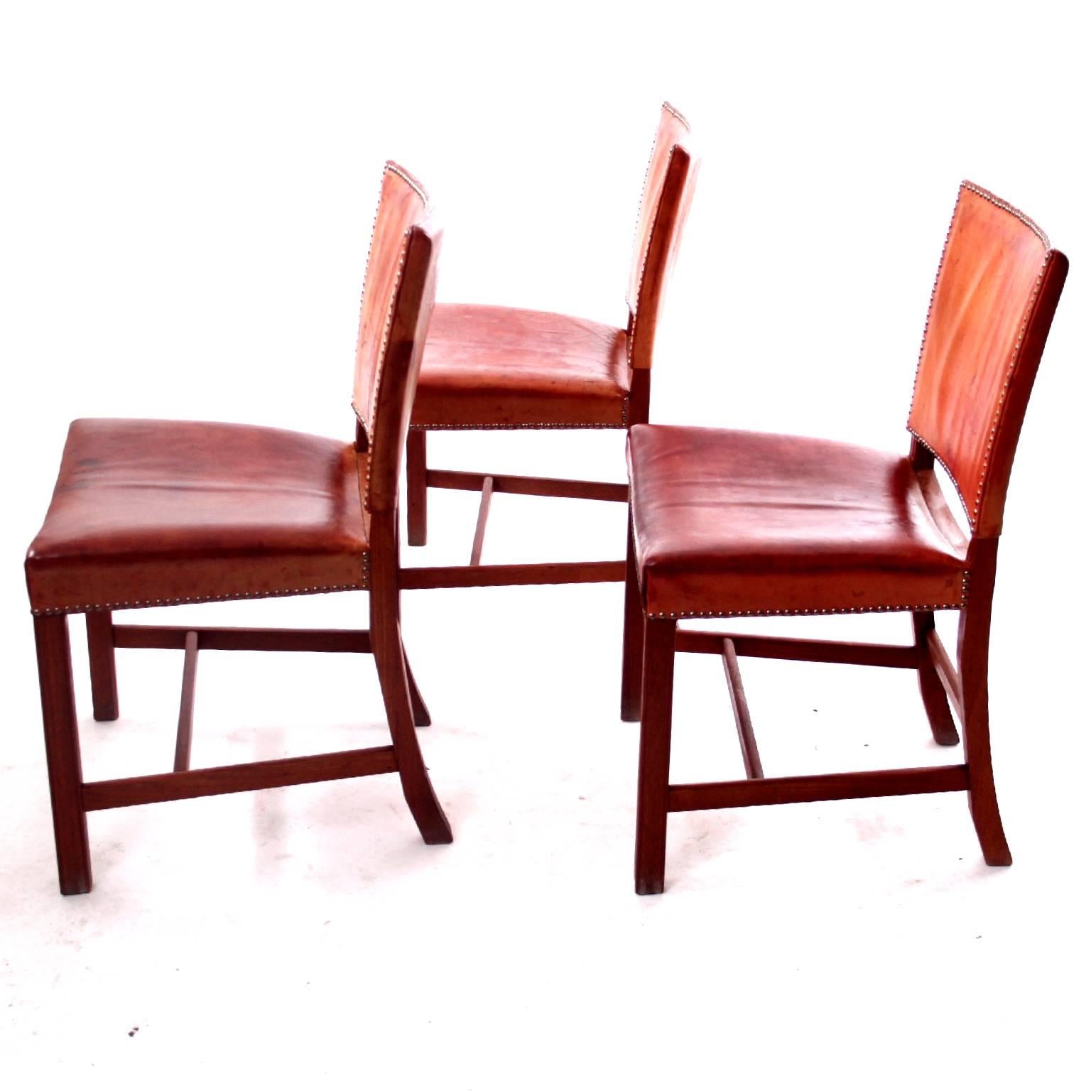 20th Century Kaare Klint Red Chairs Scandinavian Modern
