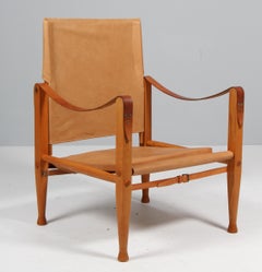 Kaare Klint Safari Chair by Rud Rasmussen, Ash Frame & Leather