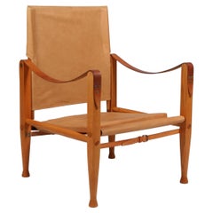 Kaare Klint Safari Chair by Rud Rasmussen, Ash Frame & Leather