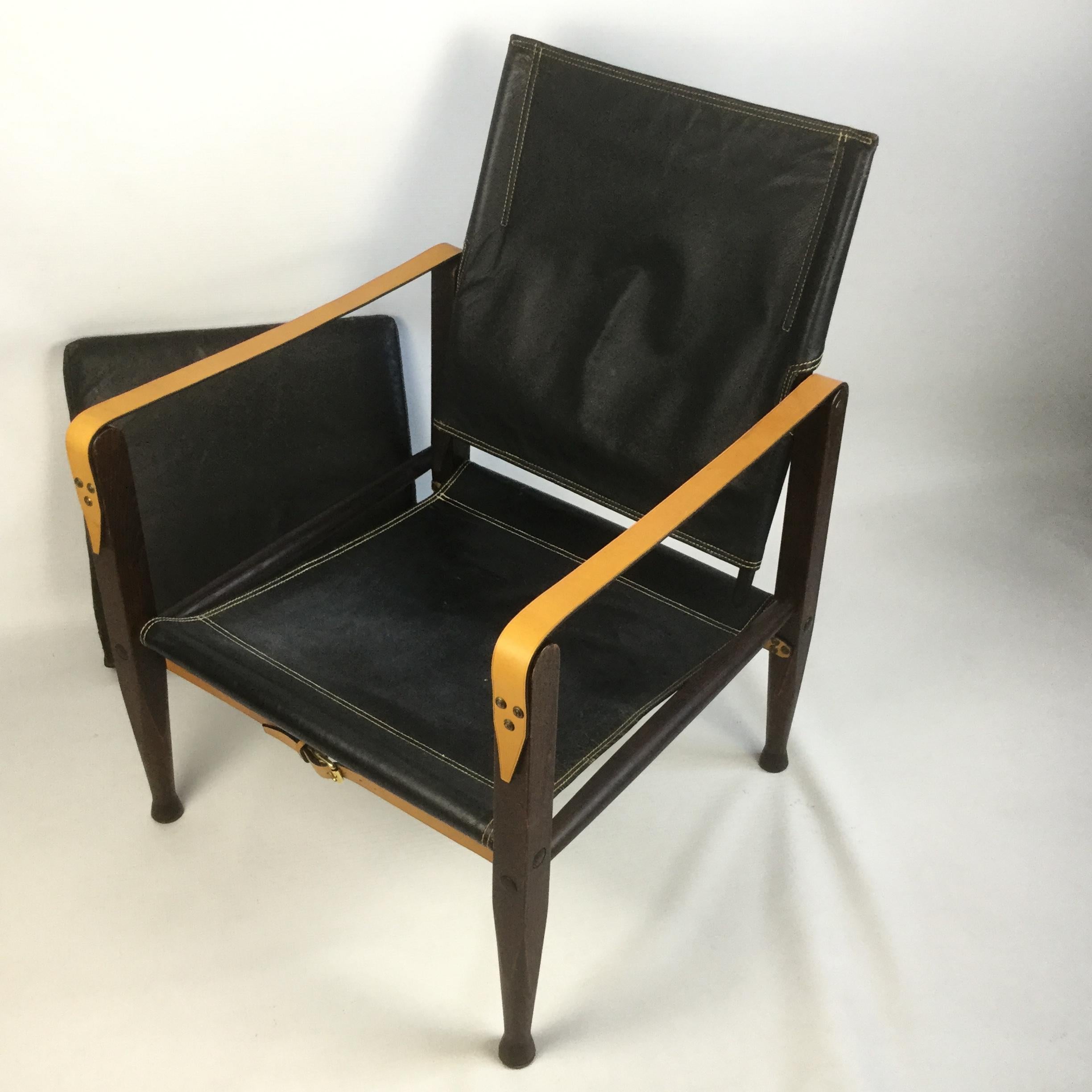 Leather Kaare Klint Safari Chair for Rud Rasmussen, Denmark, 1950s