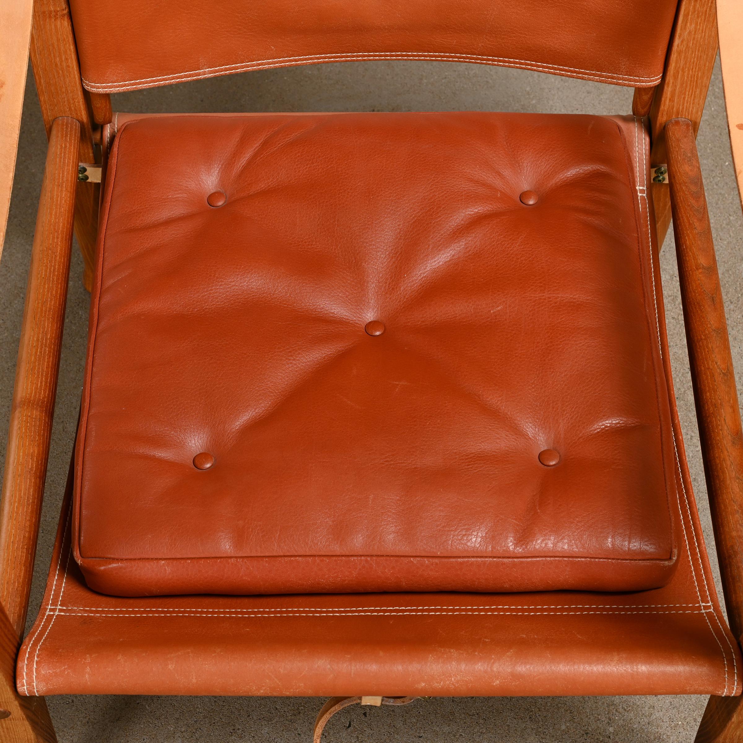 Kaare Klint Safari Chair in Brown Leather and Ash for Rud Rasmussen, Denmark 4