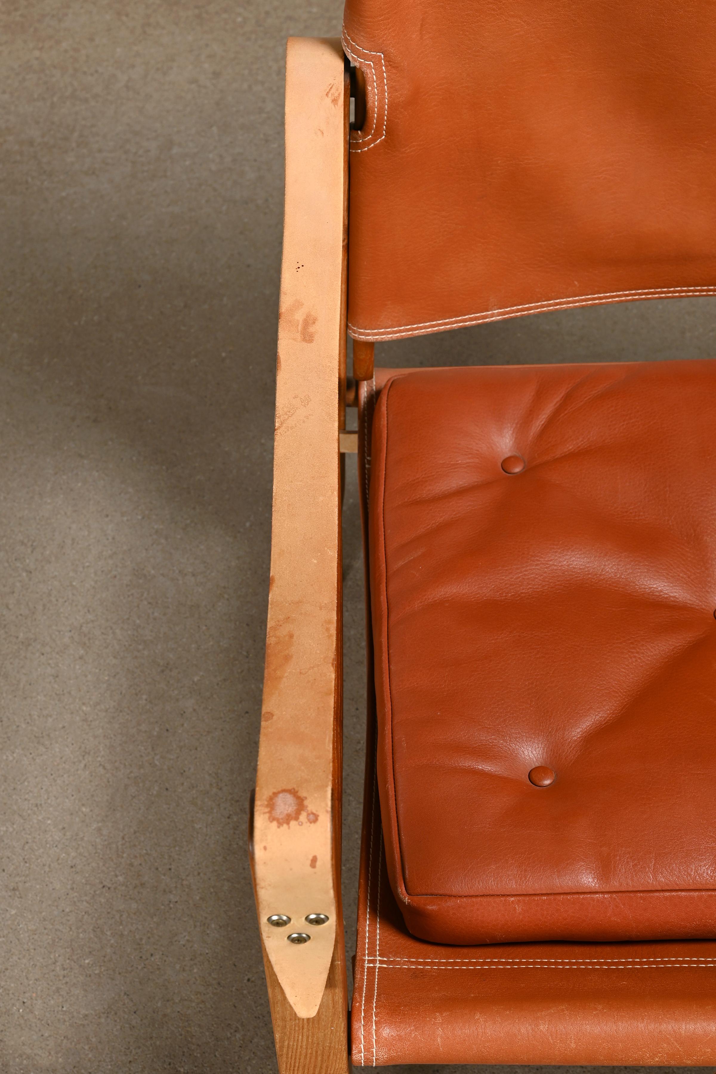 Kaare Klint Safari Chair in Brown Leather and Ash for Rud Rasmussen, Denmark 5