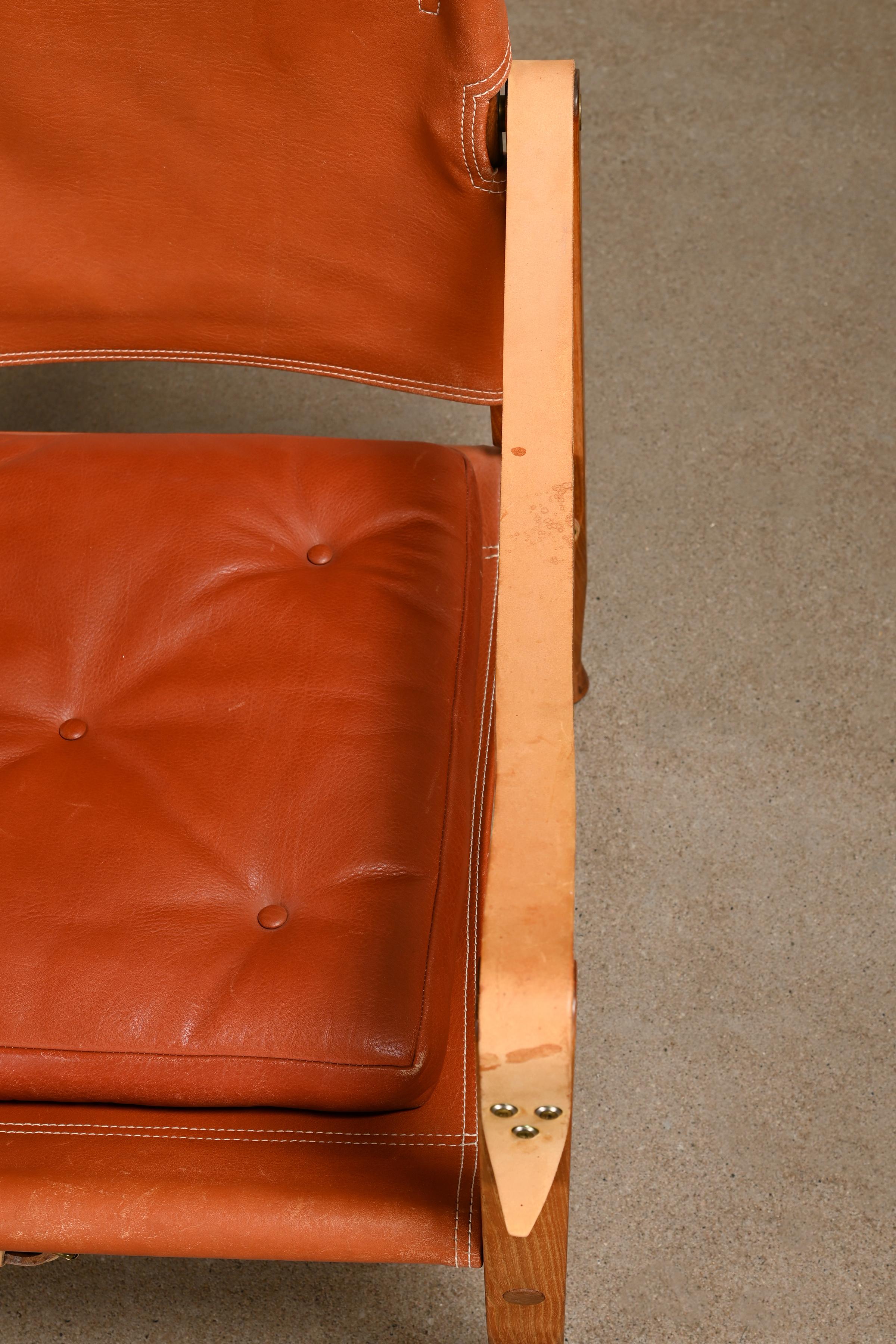 Kaare Klint Safari Chair in Brown Leather and Ash for Rud Rasmussen, Denmark 6