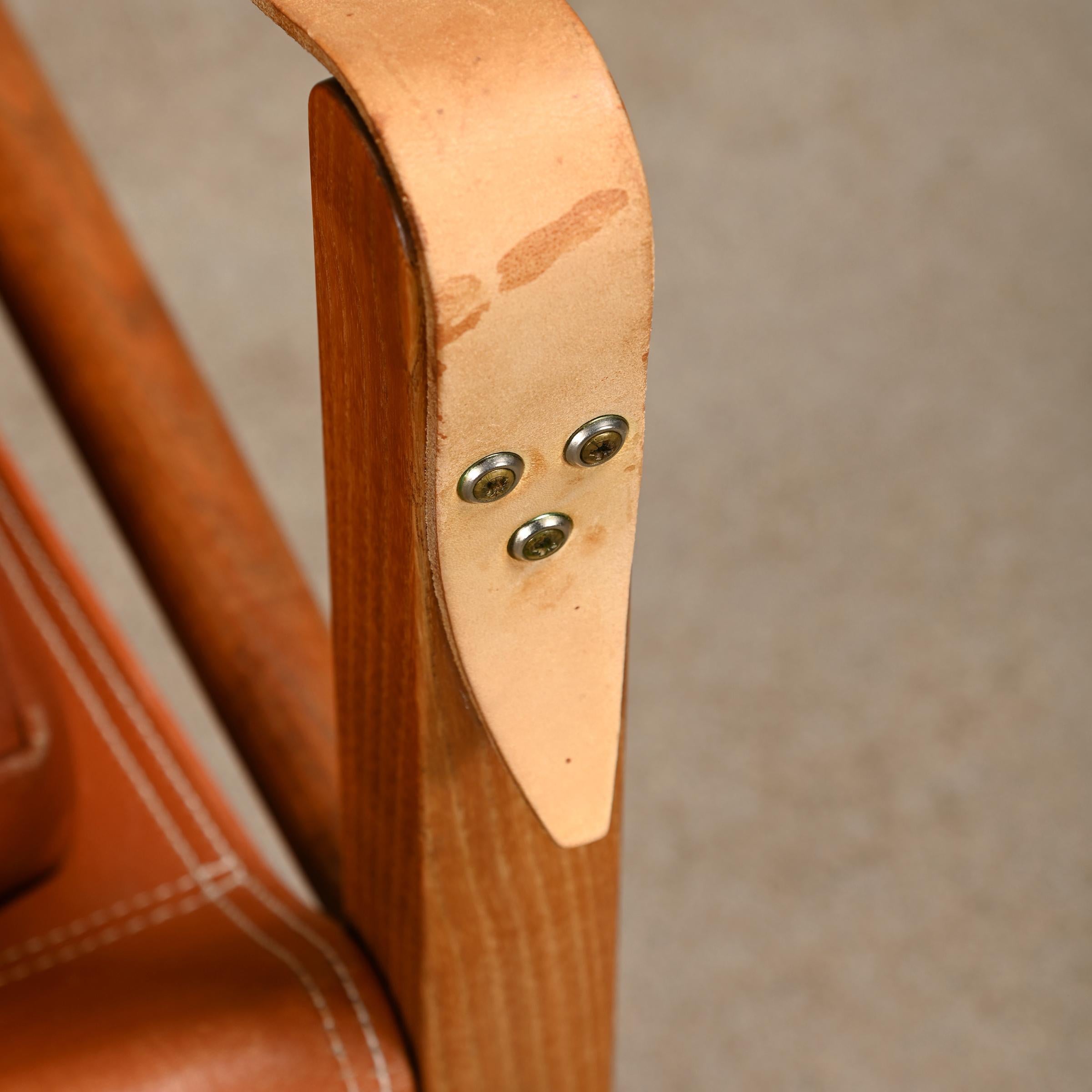Kaare Klint Safari Chair in Brown Leather and Ash for Rud Rasmussen, Denmark 7