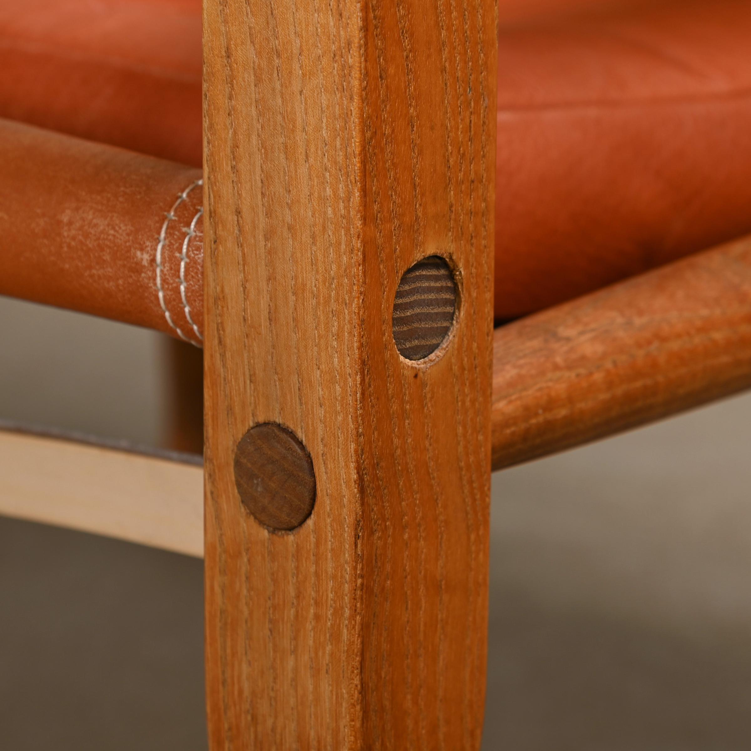 Kaare Klint Safari Chair in Brown Leather and Ash for Rud Rasmussen, Denmark 8