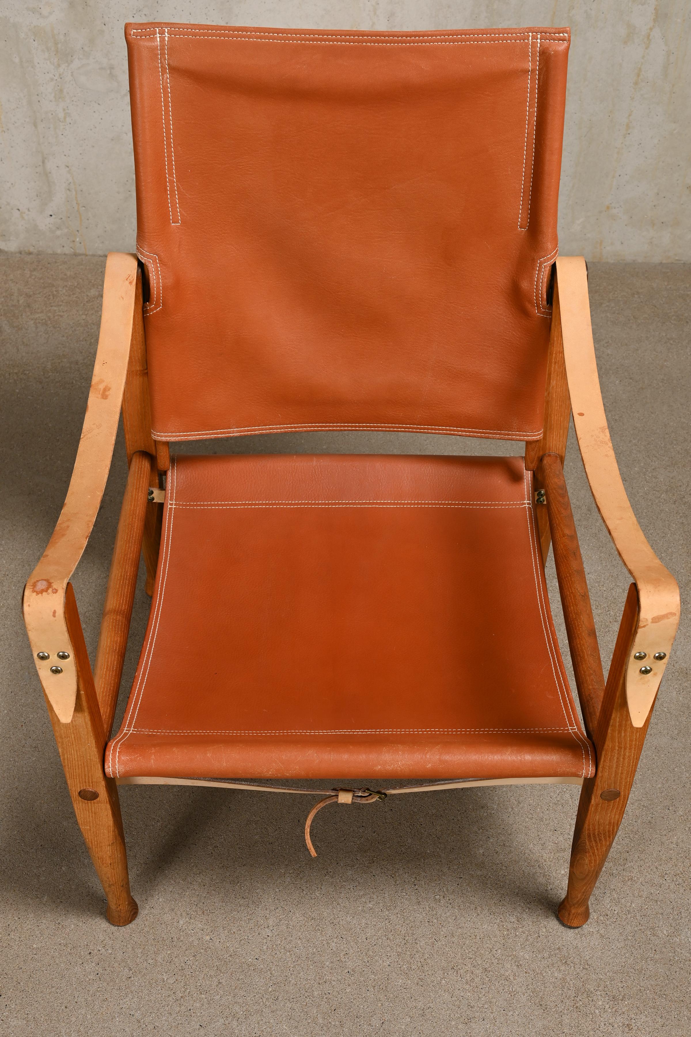 Kaare Klint Safari Chair in Brown Leather and Ash for Rud Rasmussen, Denmark 11