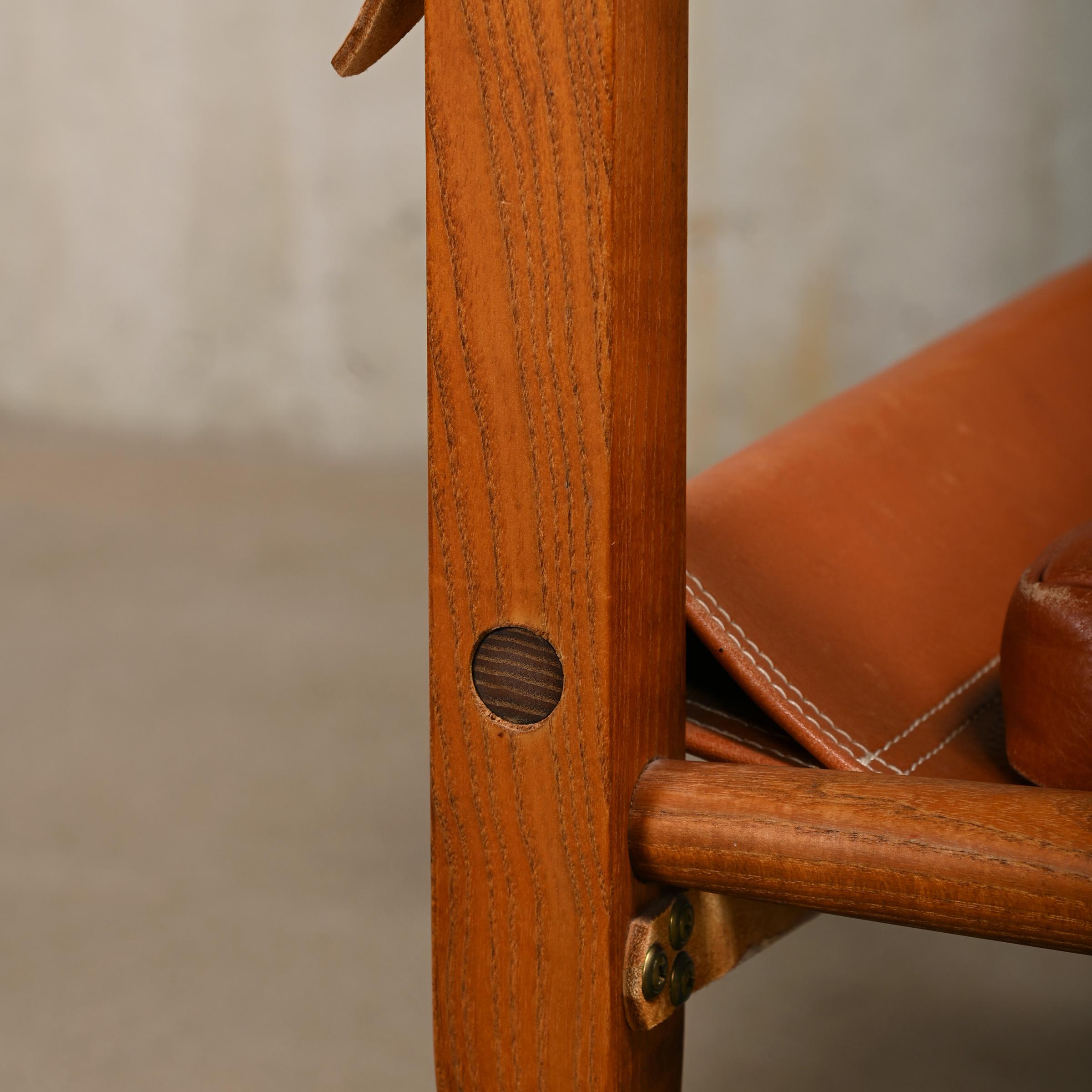 Kaare Klint Safari Chair in Brown Leather and Ash for Rud Rasmussen, Denmark 12