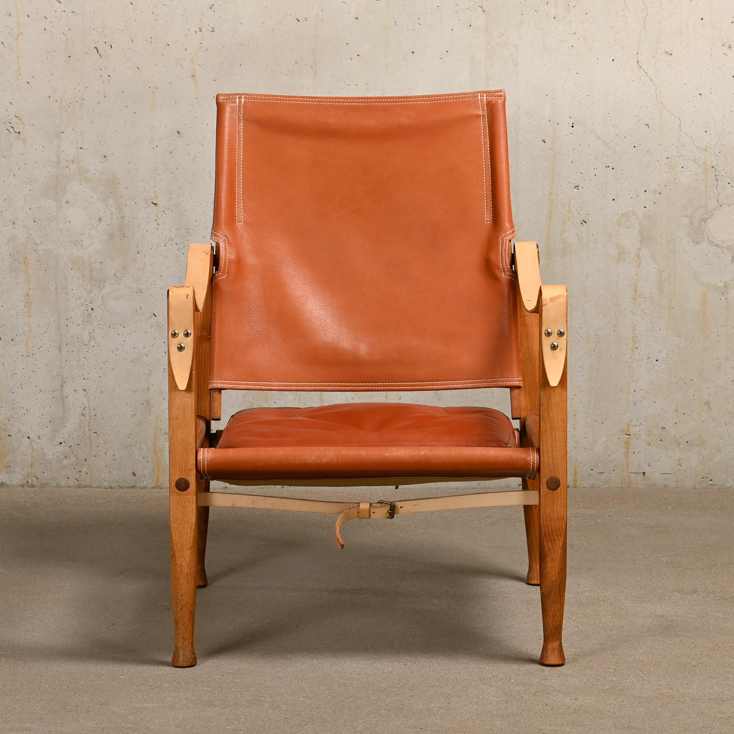 Kaare Klint Safari Chair in Brown Leather and Ash for Rud Rasmussen, Denmark 2