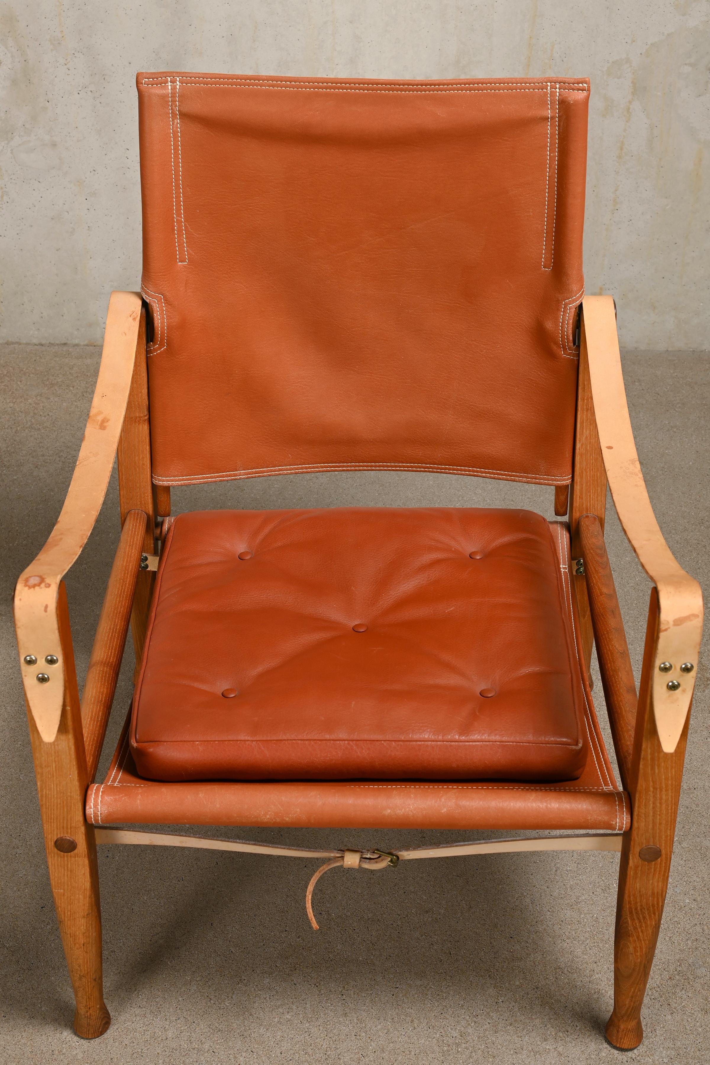 Kaare Klint Safari Chair in Brown Leather and Ash for Rud Rasmussen, Denmark 3
